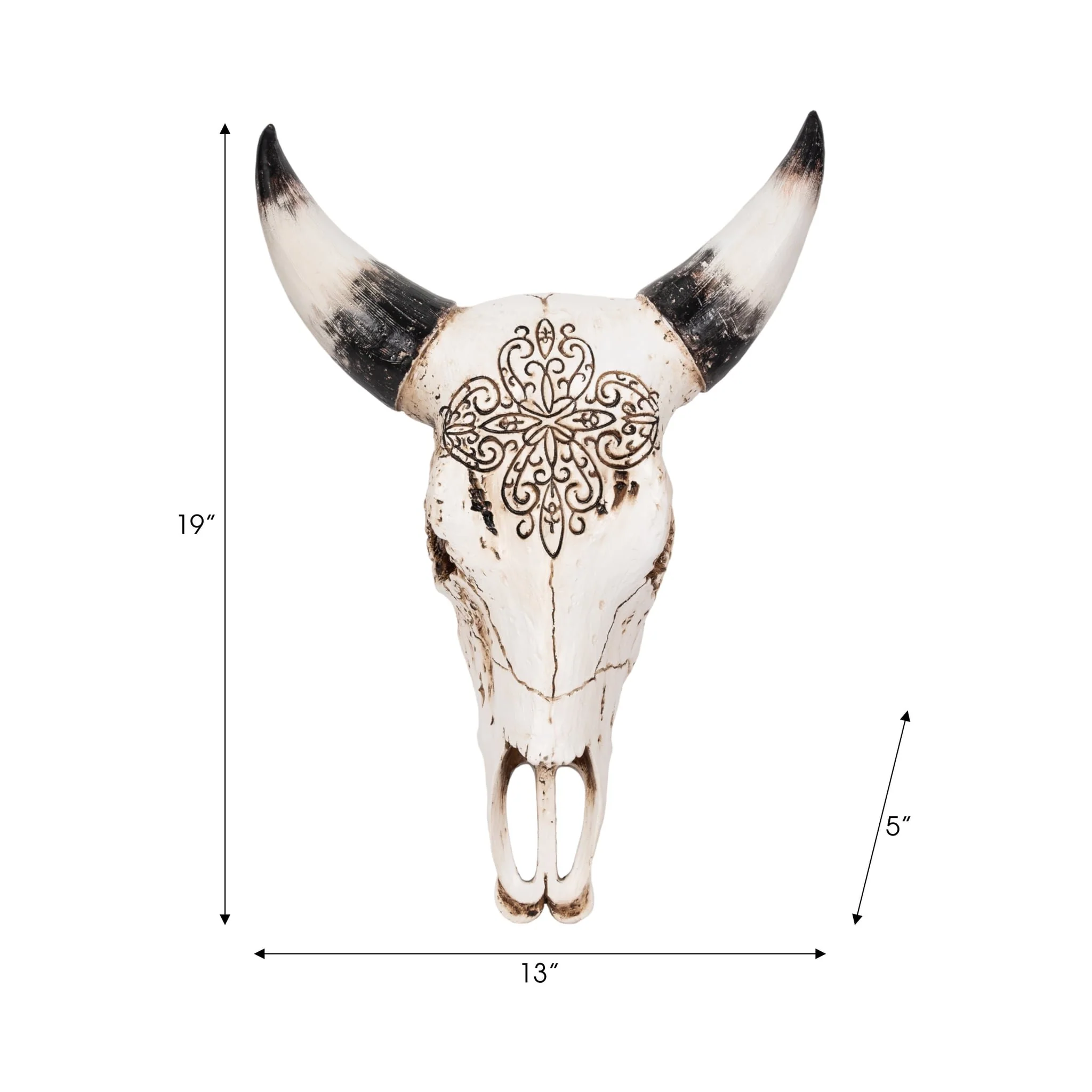 19" Western Bull Skull, Brown - Image 6
