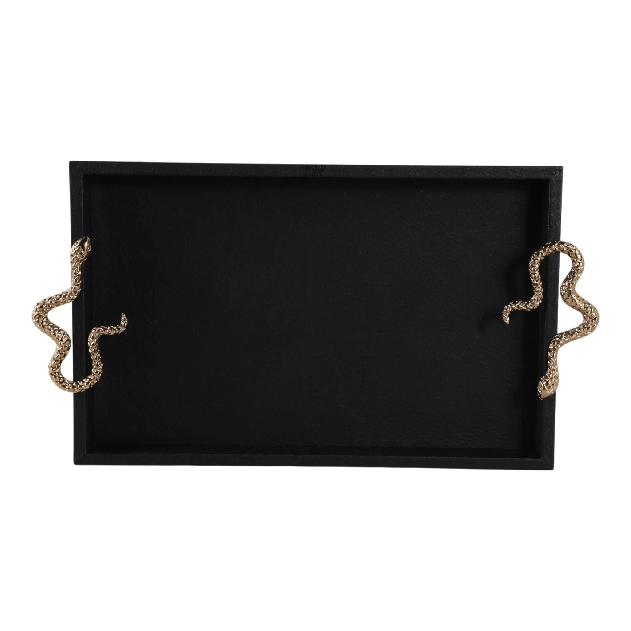 19x12" Faux Leather Snake Tray, Black/gold - Image 5