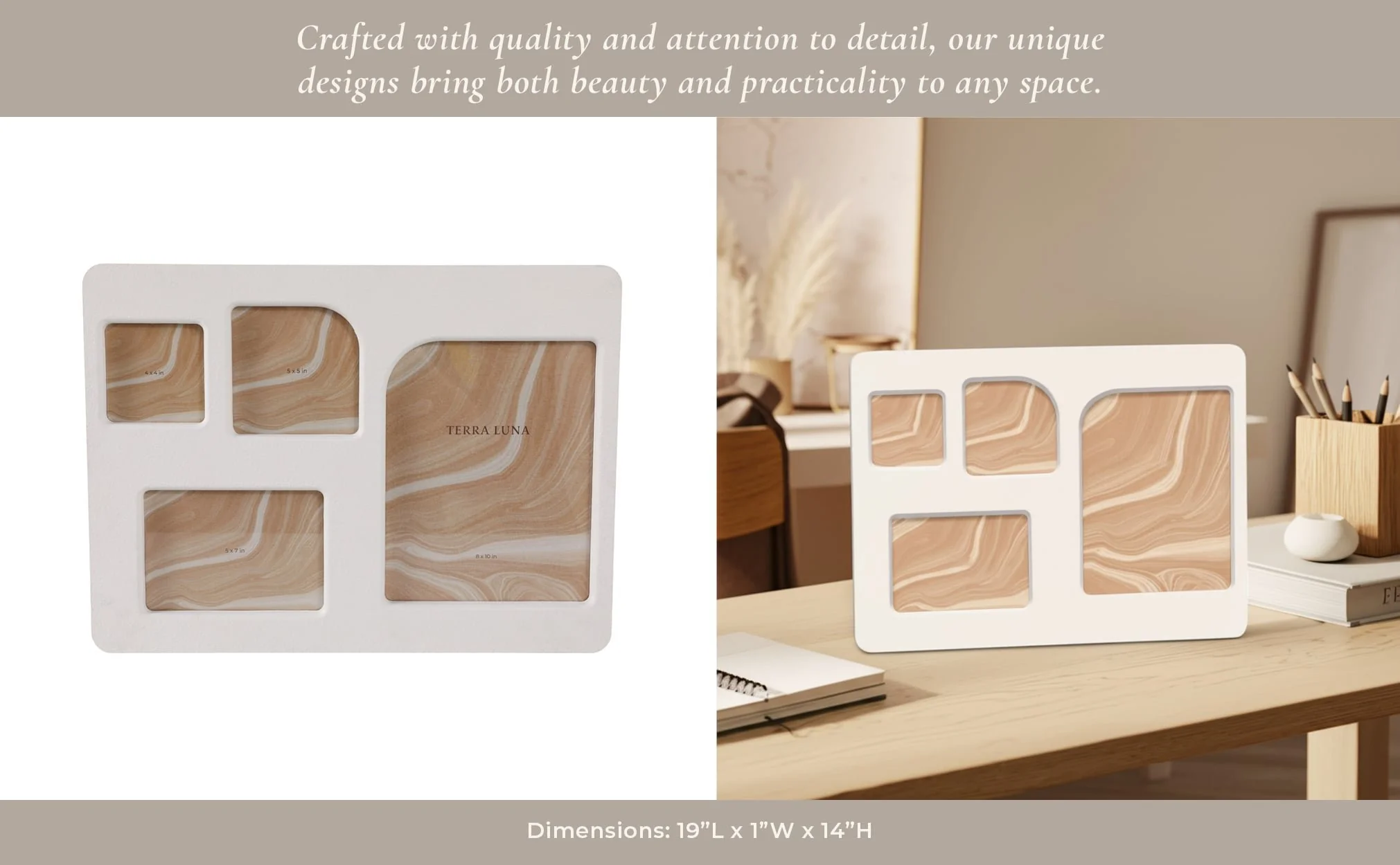 19x14" 4 Photo Collage Frame Textured, Ivory - Image 10