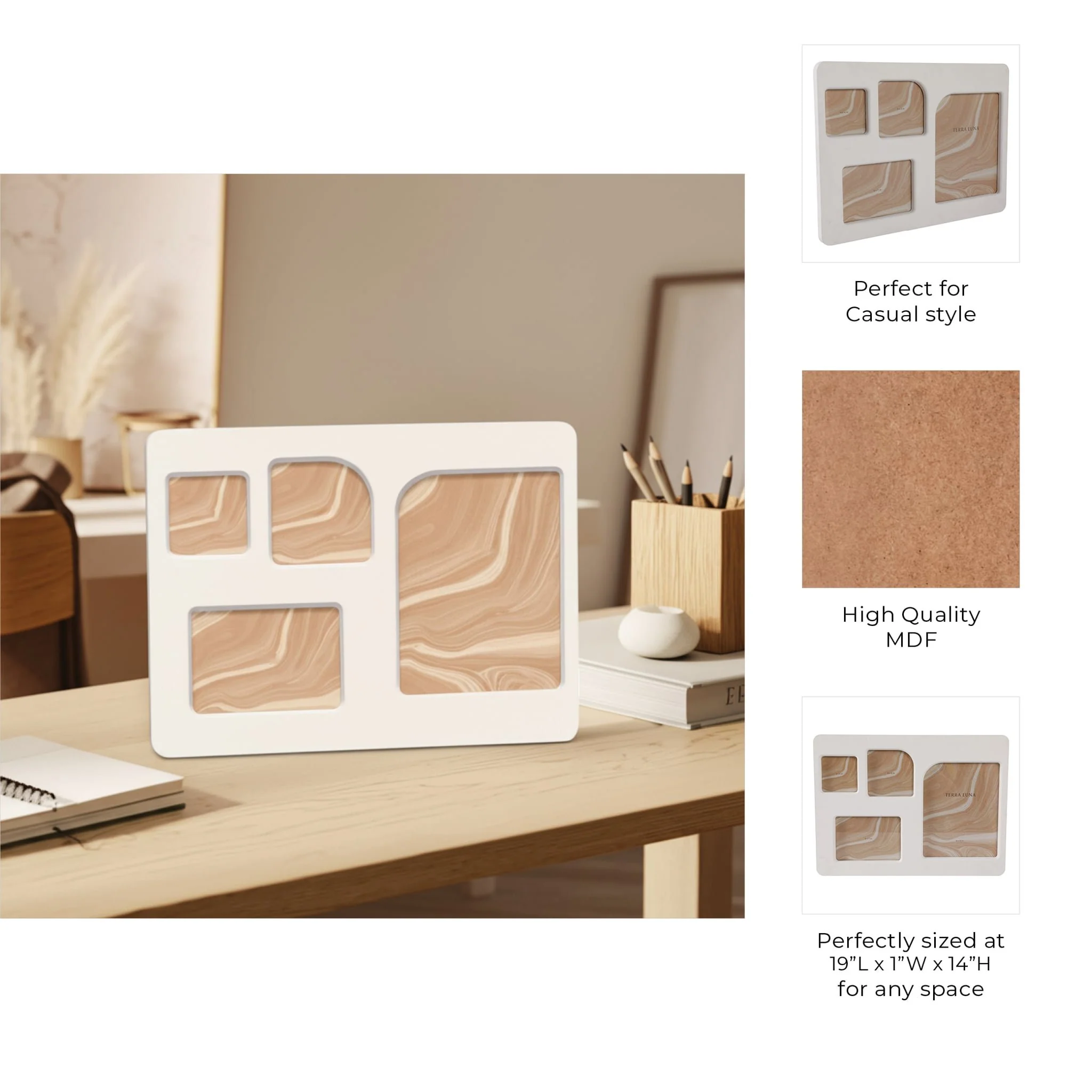 19x14" 4 Photo Collage Frame Textured, Ivory - Image 8