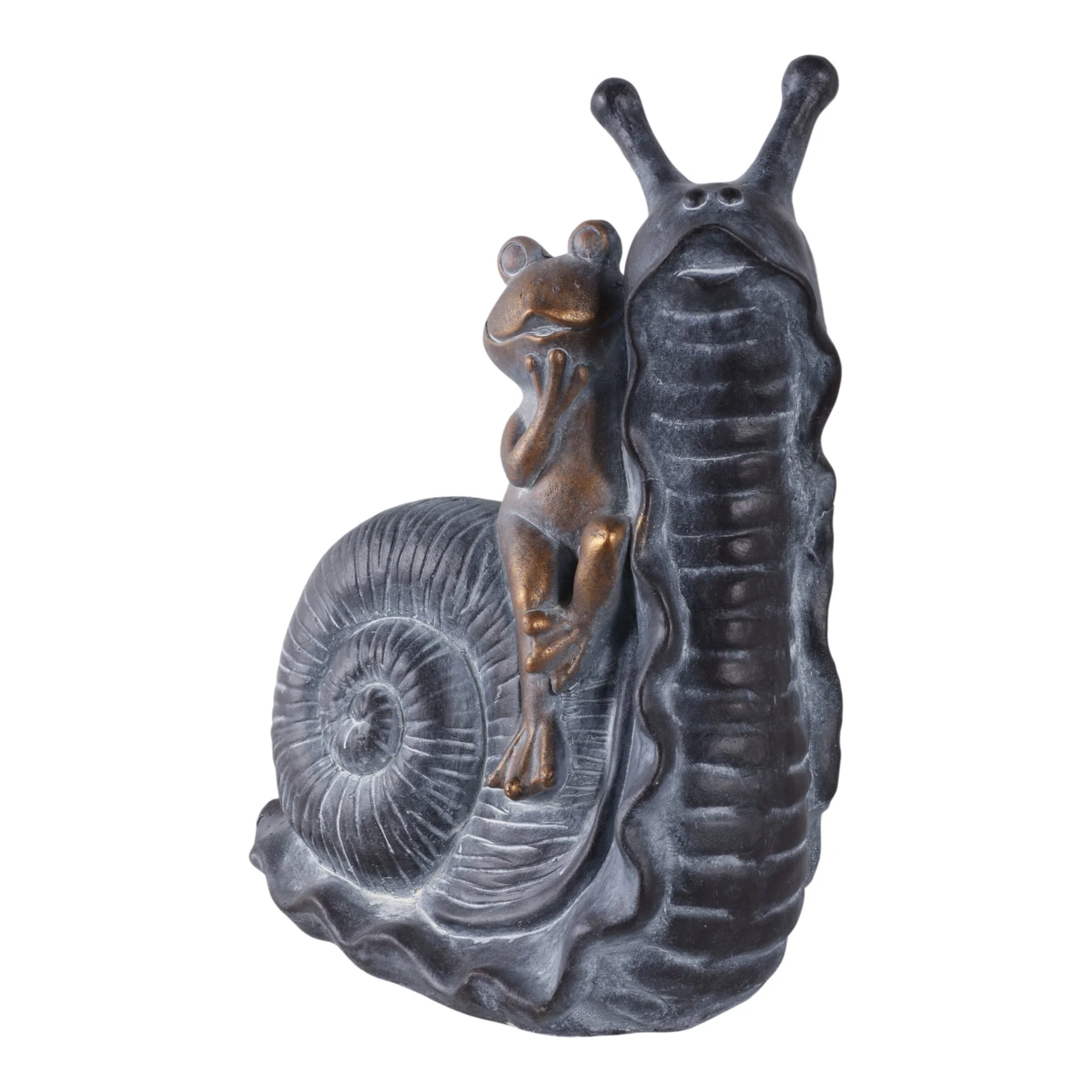 19x15" Gold Frog On Snail, Grey - Image 2
