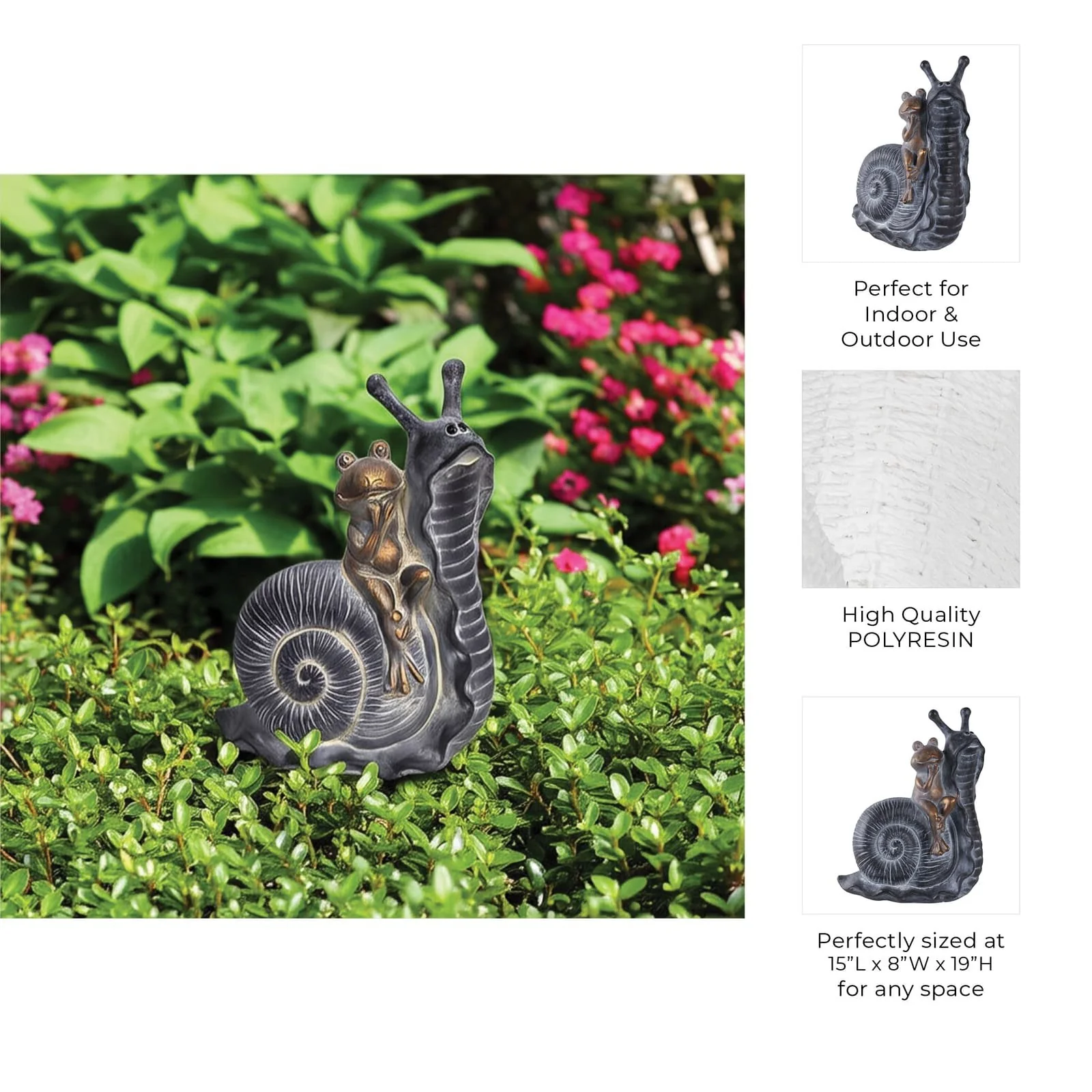 19x15" Gold Frog On Snail, Grey - Image 9