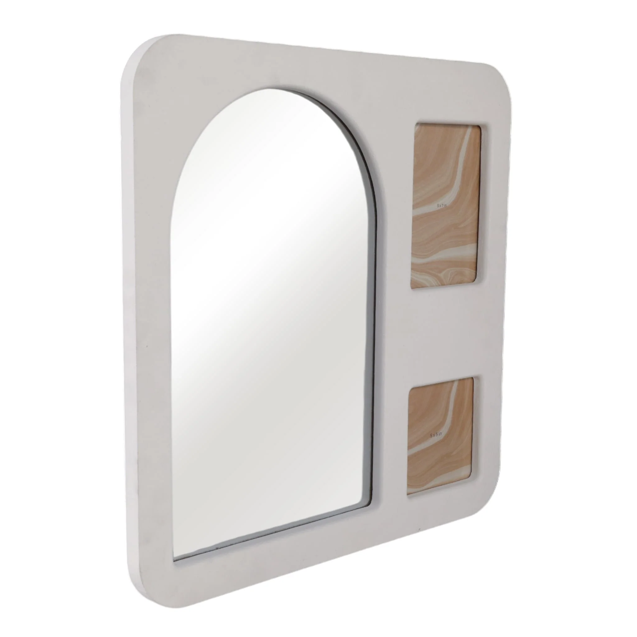 19x19" Mirror & 2 Photo Collage Frame Textured, Iv - Image 2