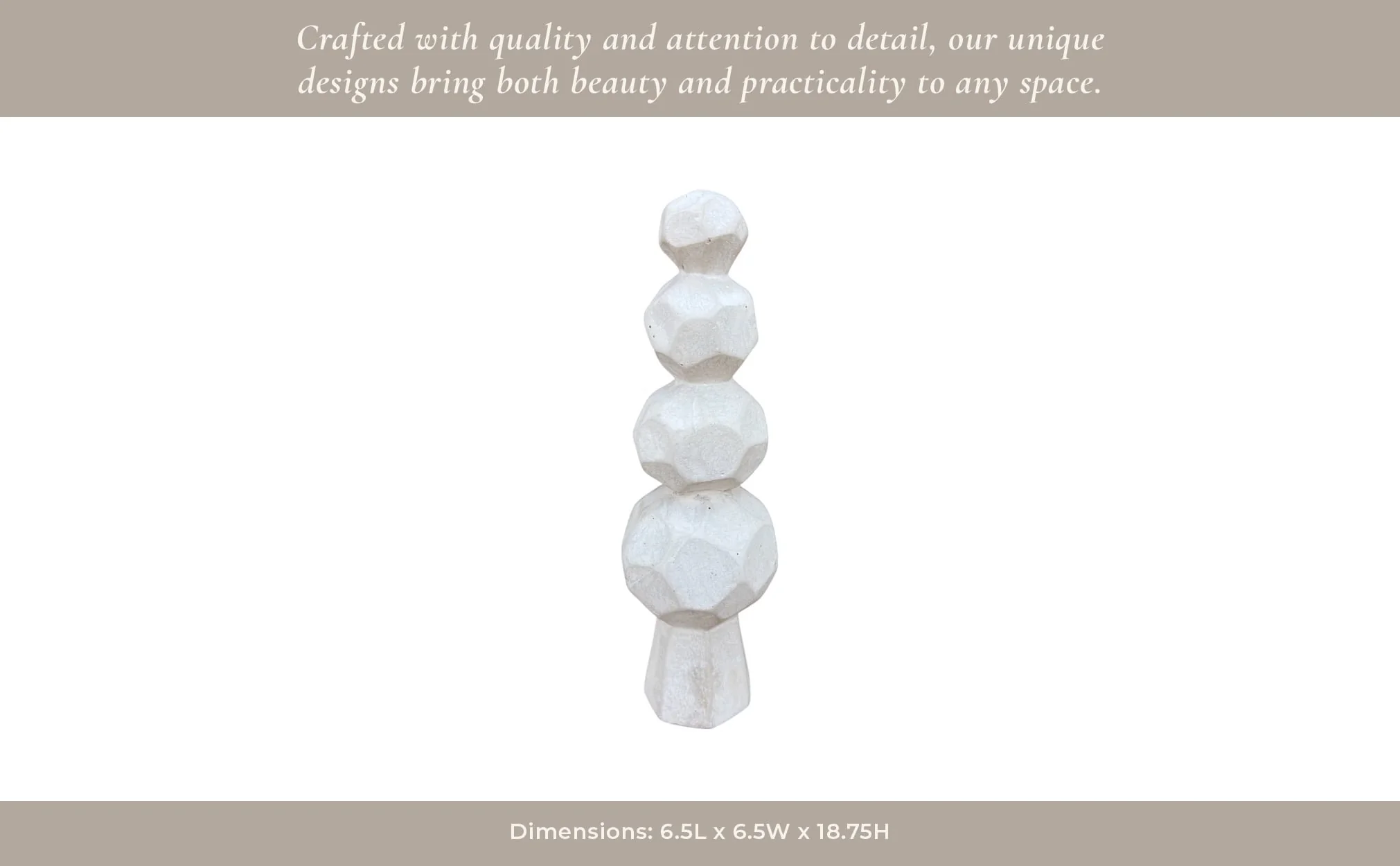 19x6" Faceted Rocks Paper Mache Sculpture, White - Image 11