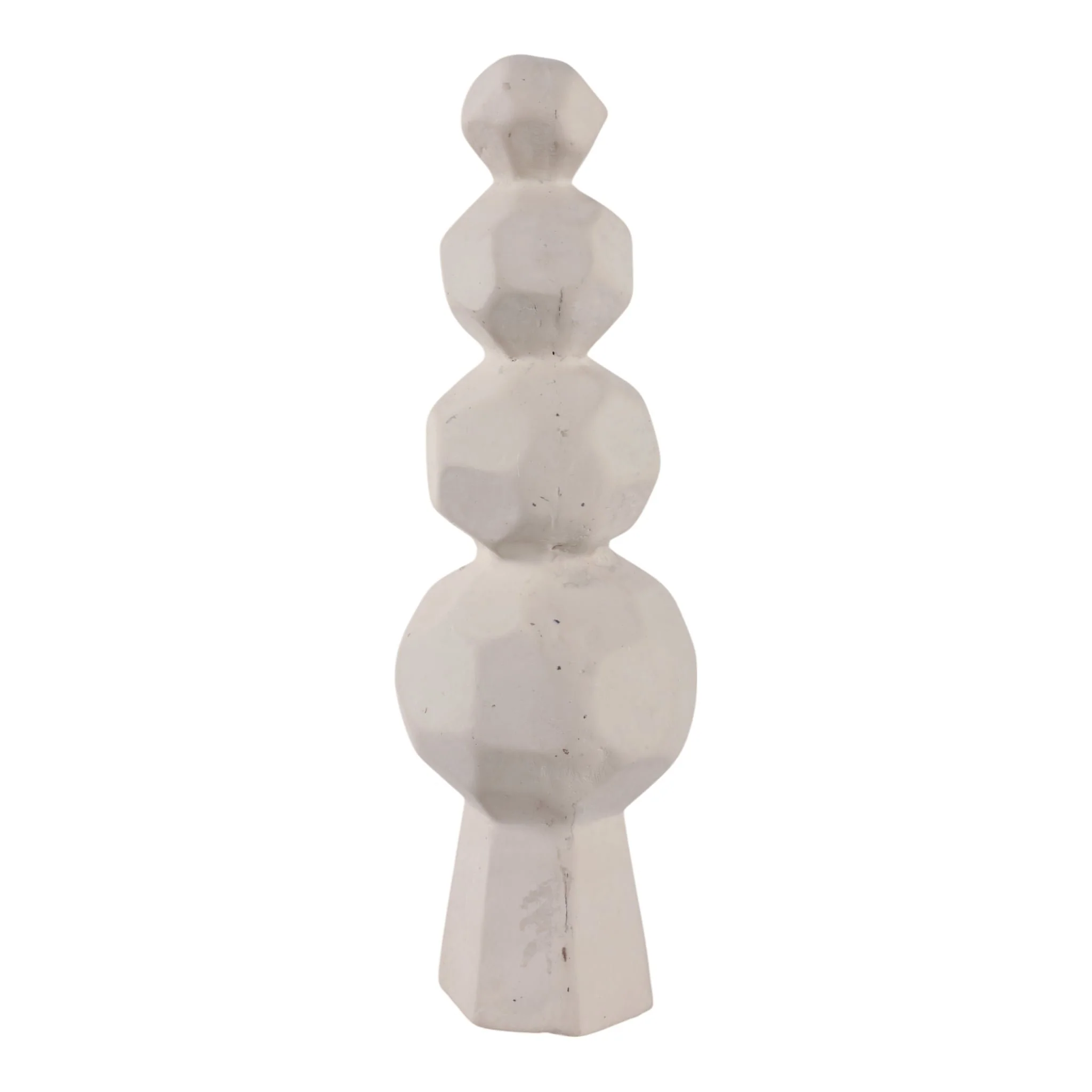 19x6" Faceted Rocks Paper Mache Sculpture, White - Image 3