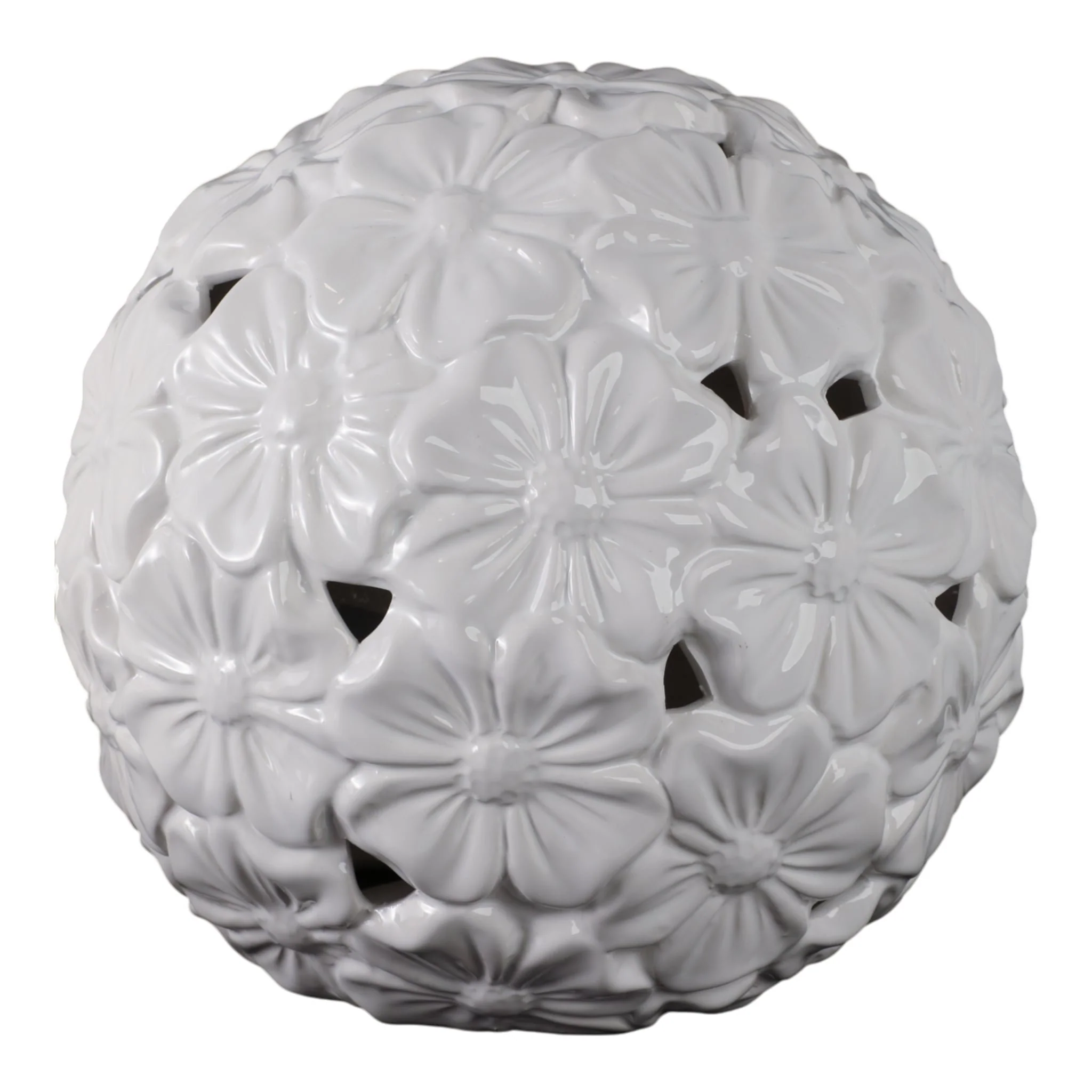 1o" Flower Cut-out Garden Orb, White - Image 2
