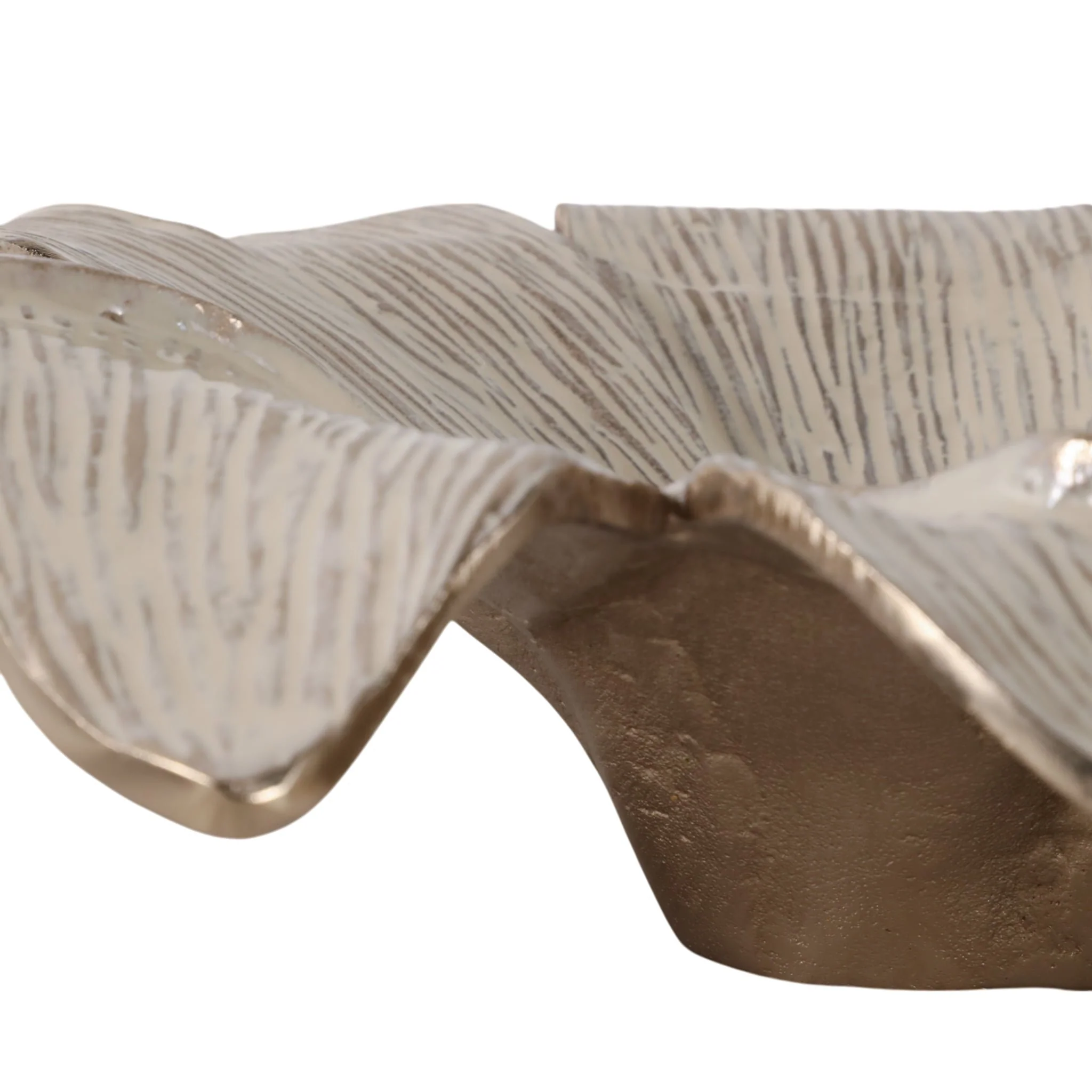 20" Blooming Flower Metal Bowl, Ivory/gold - Image 5