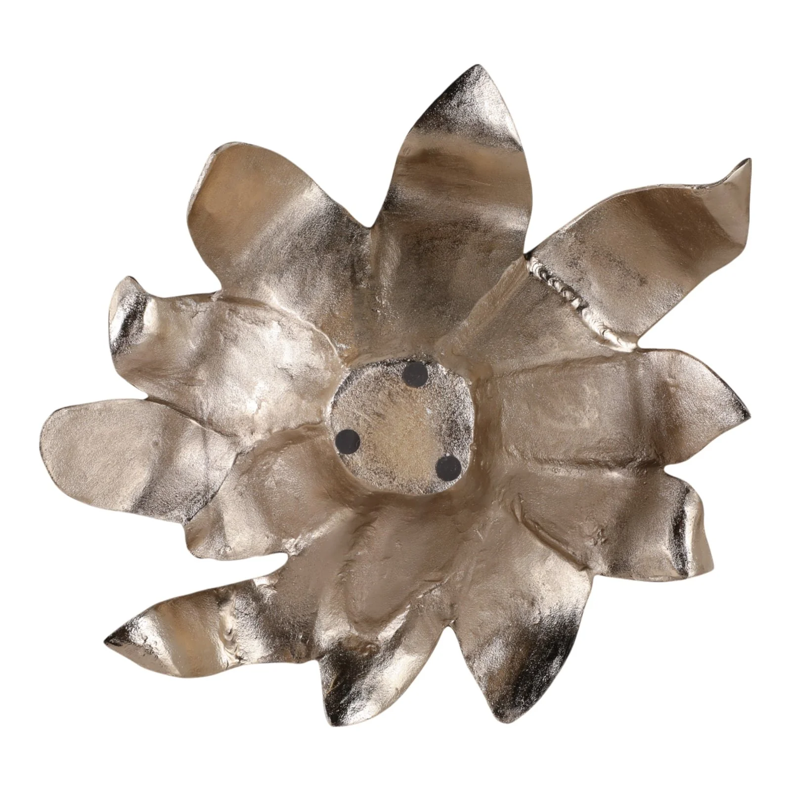 20" Blooming Flower Metal Bowl, Ivory/gold - Image 7