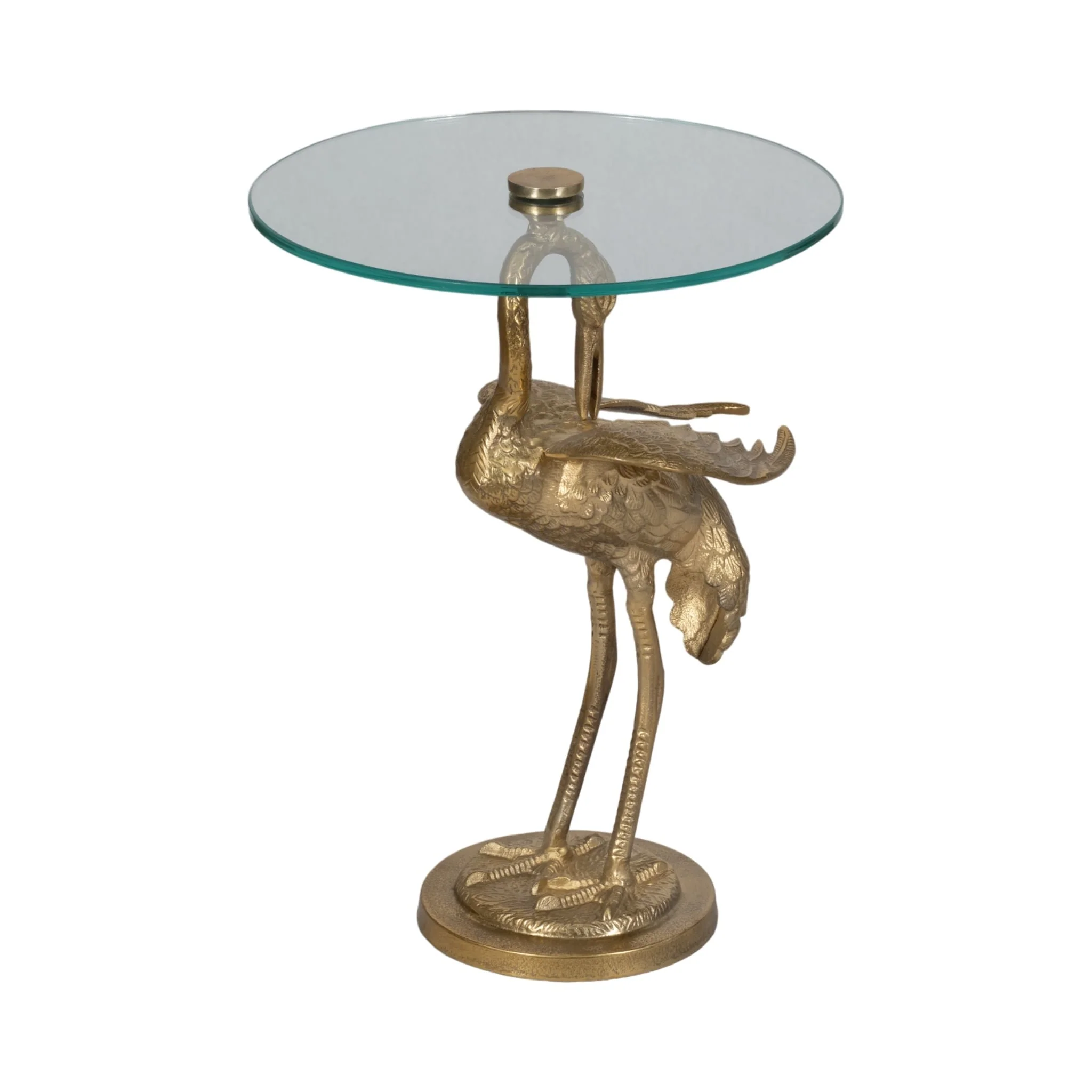 20" Crane Base Accent Table, Gold Kd - Image 2