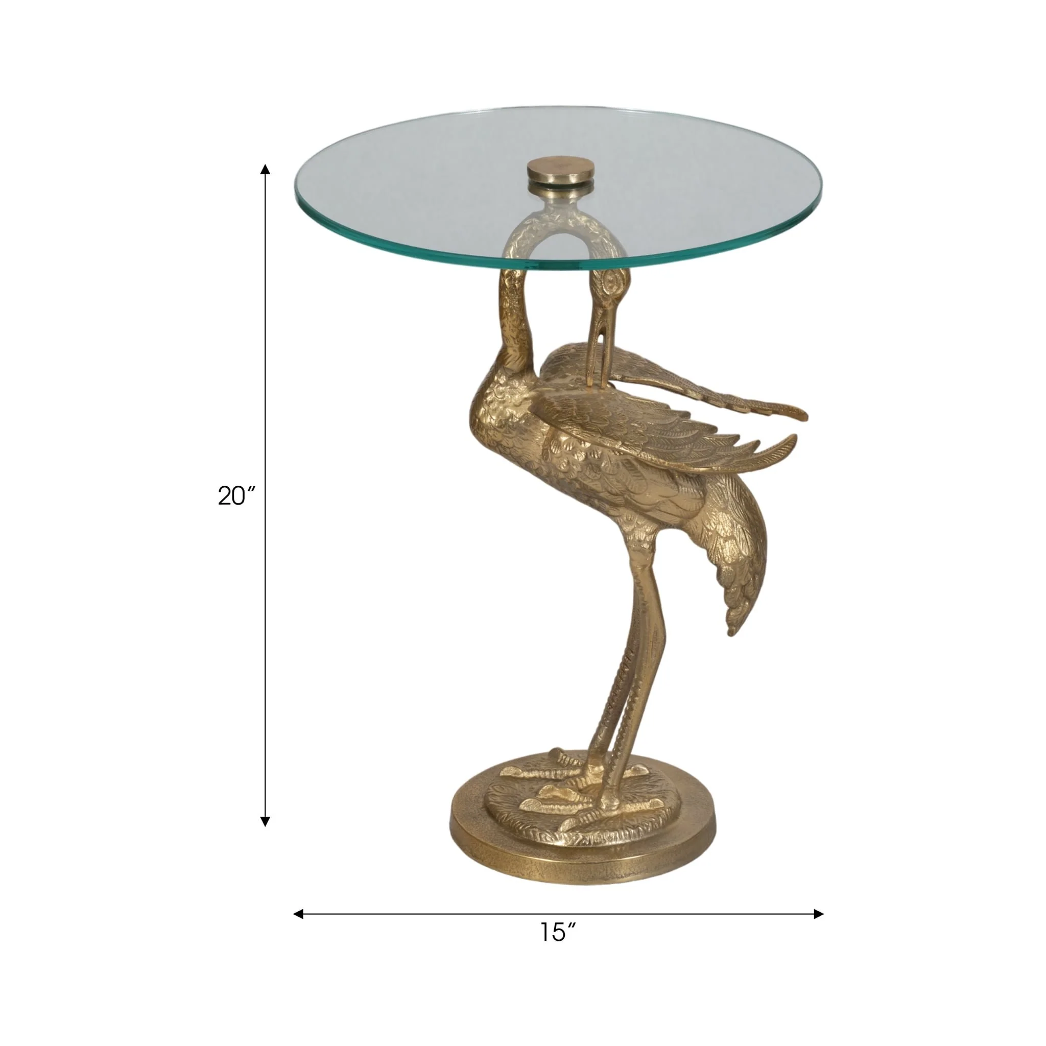 20" Crane Base Accent Table, Gold Kd - Image 7