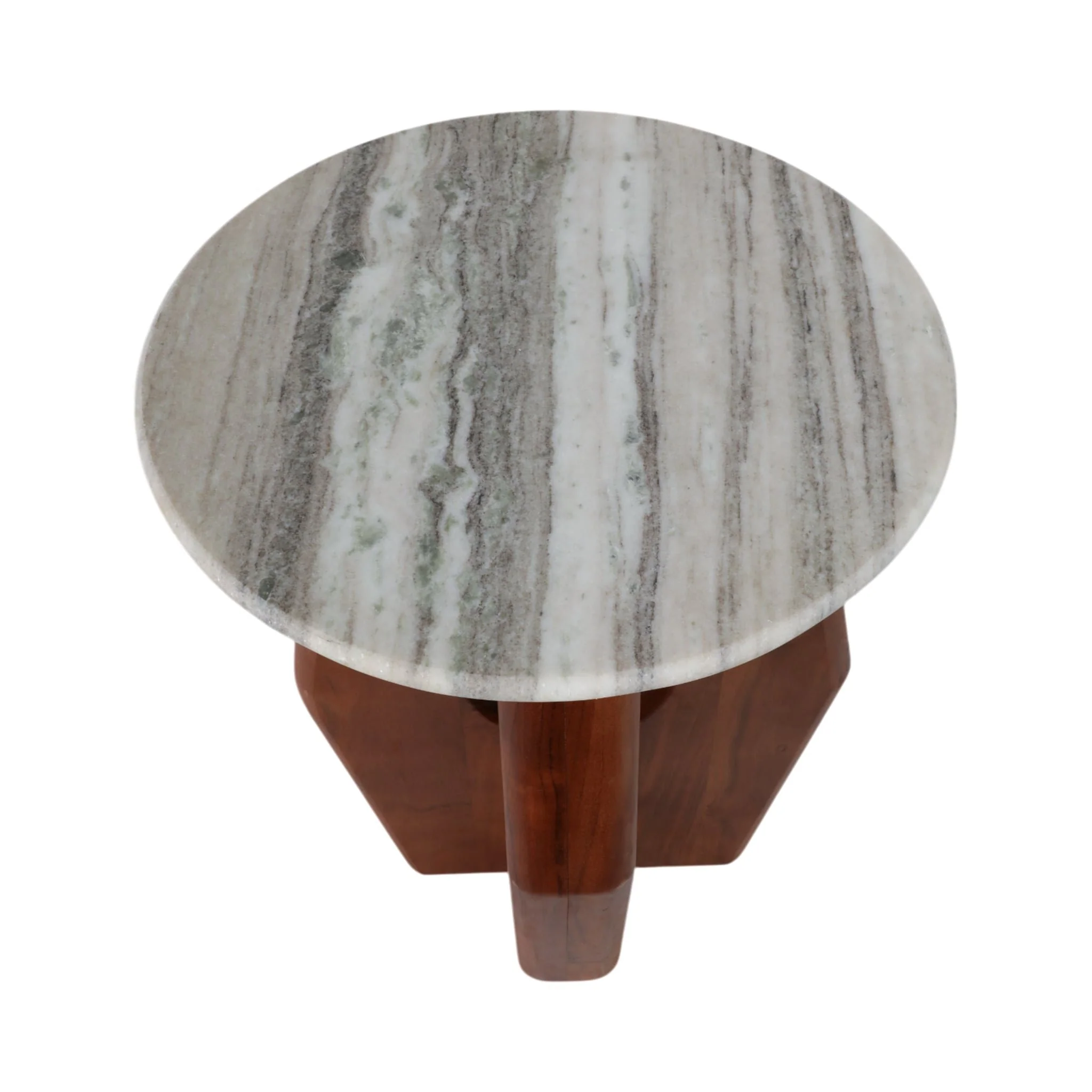 20" Curved Legs Accent Table Marble Top, Brown - Image 7