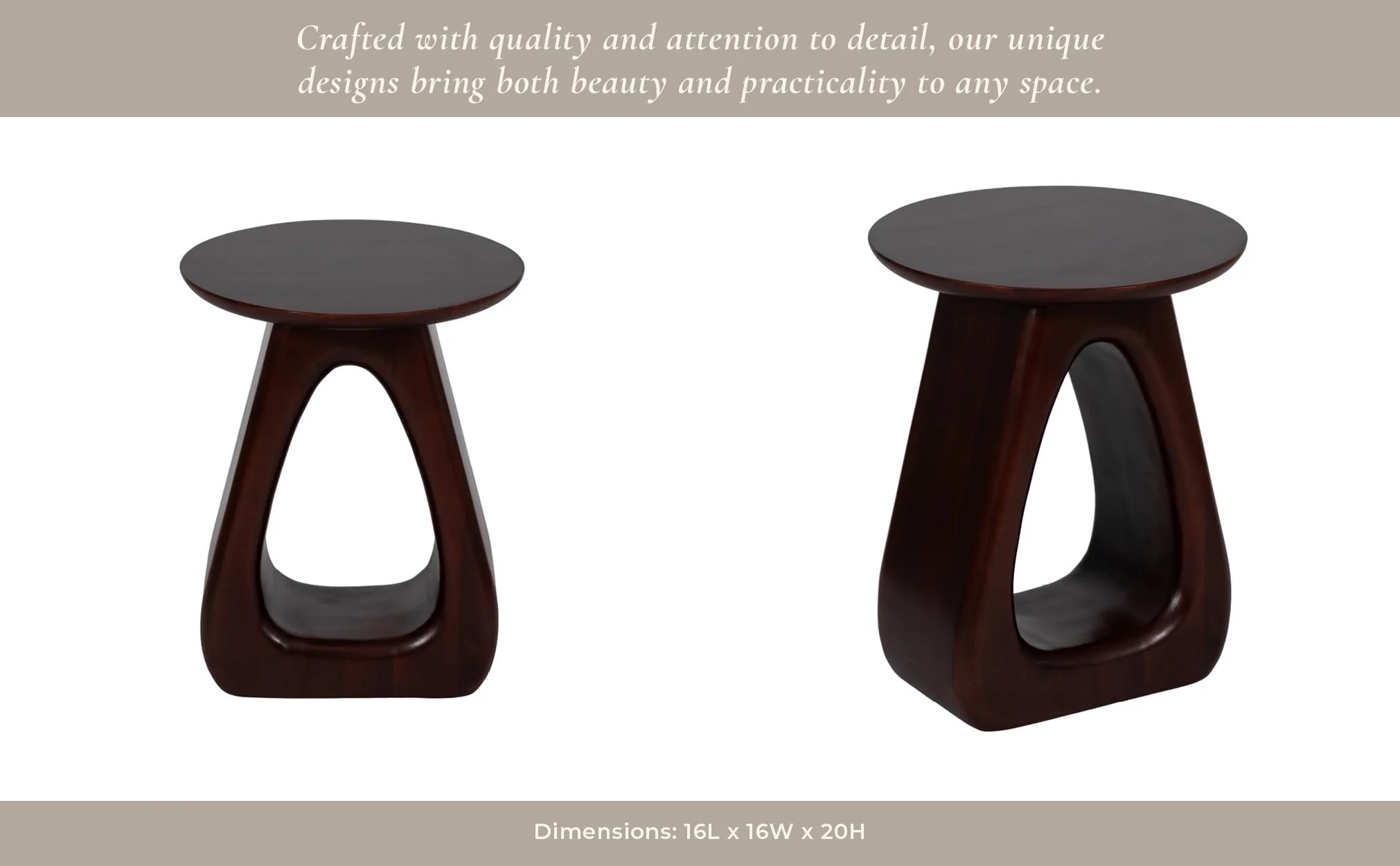 20" Cut-out Base Accent Table, Walnut - Image 10