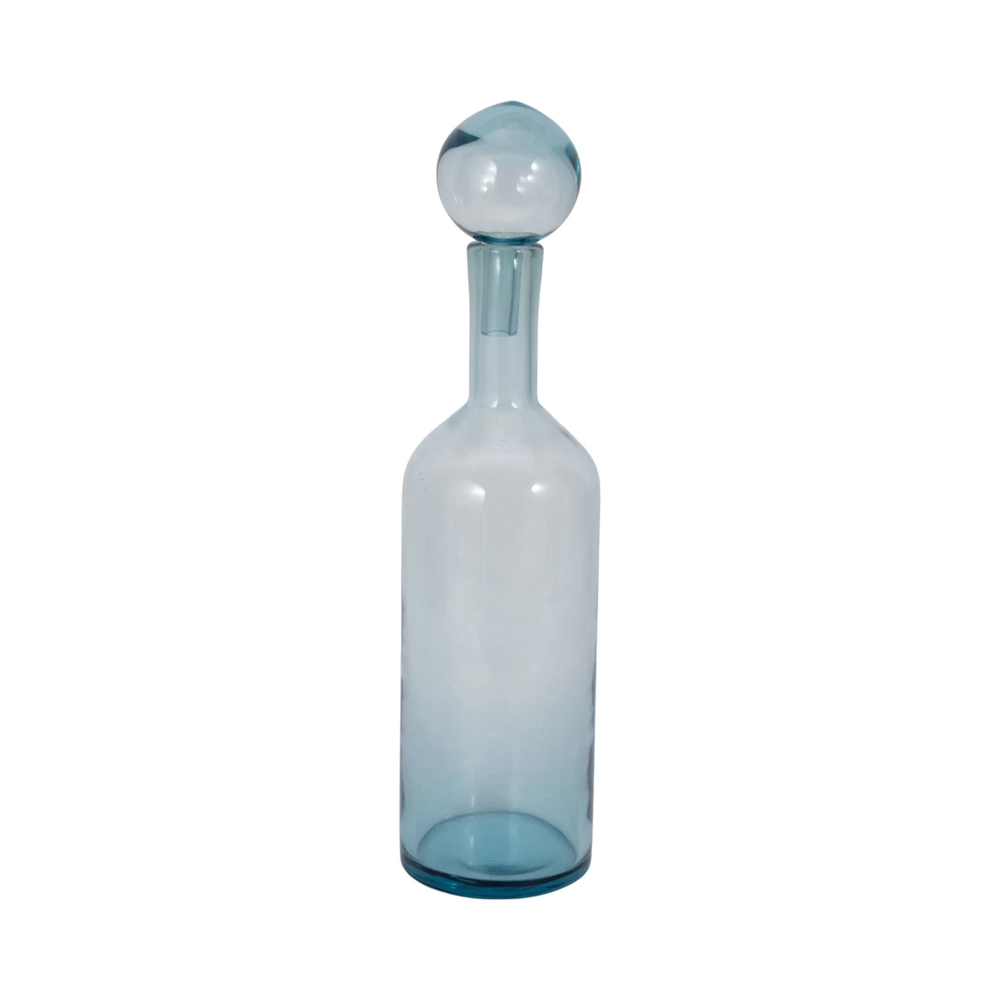 20" Glass Bottle With Stopper, Light Blue - Image 2