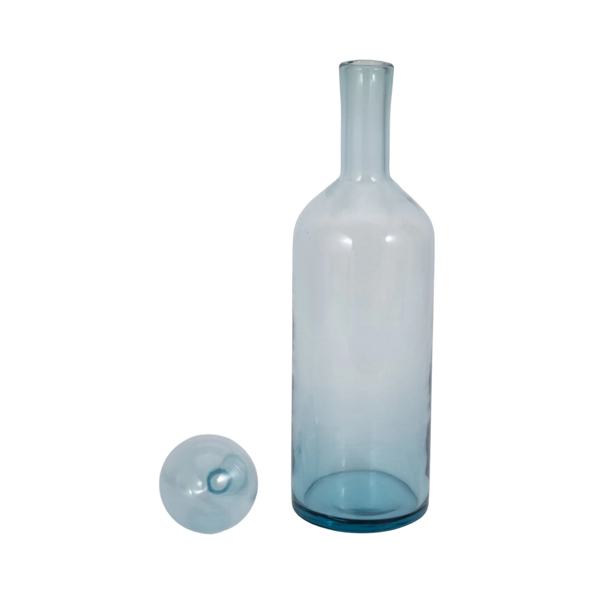 20" Glass Bottle With Stopper, Light Blue - Image 3