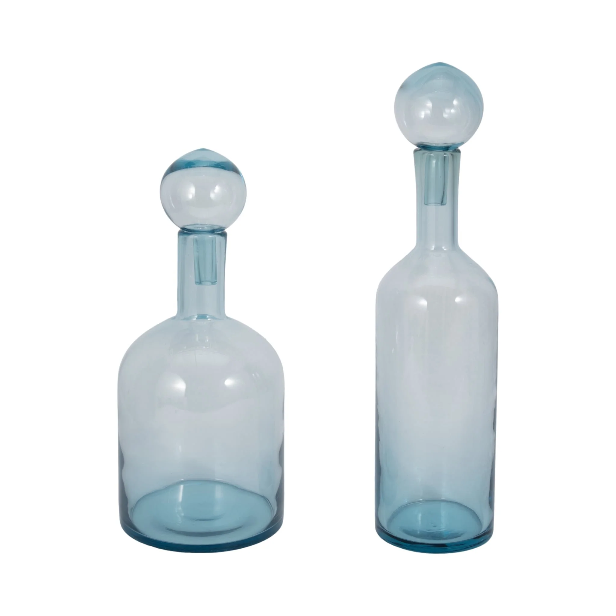 20" Glass Bottle With Stopper, Light Blue - Image 7