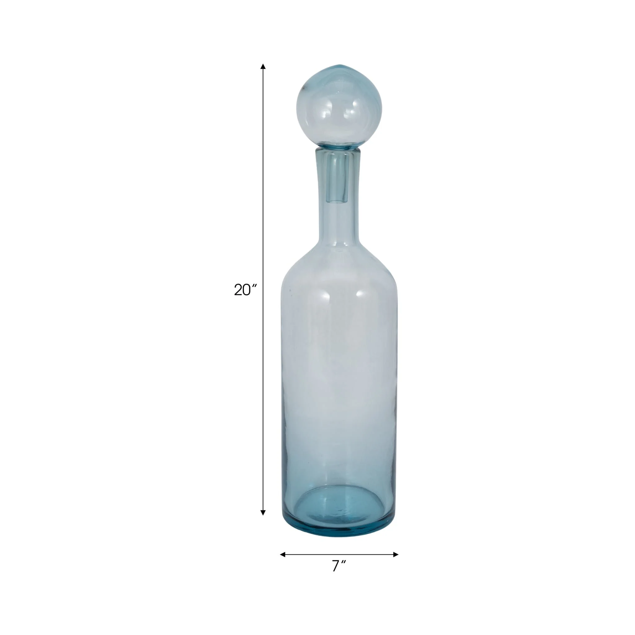 20" Glass Bottle With Stopper, Light Blue - Image 8