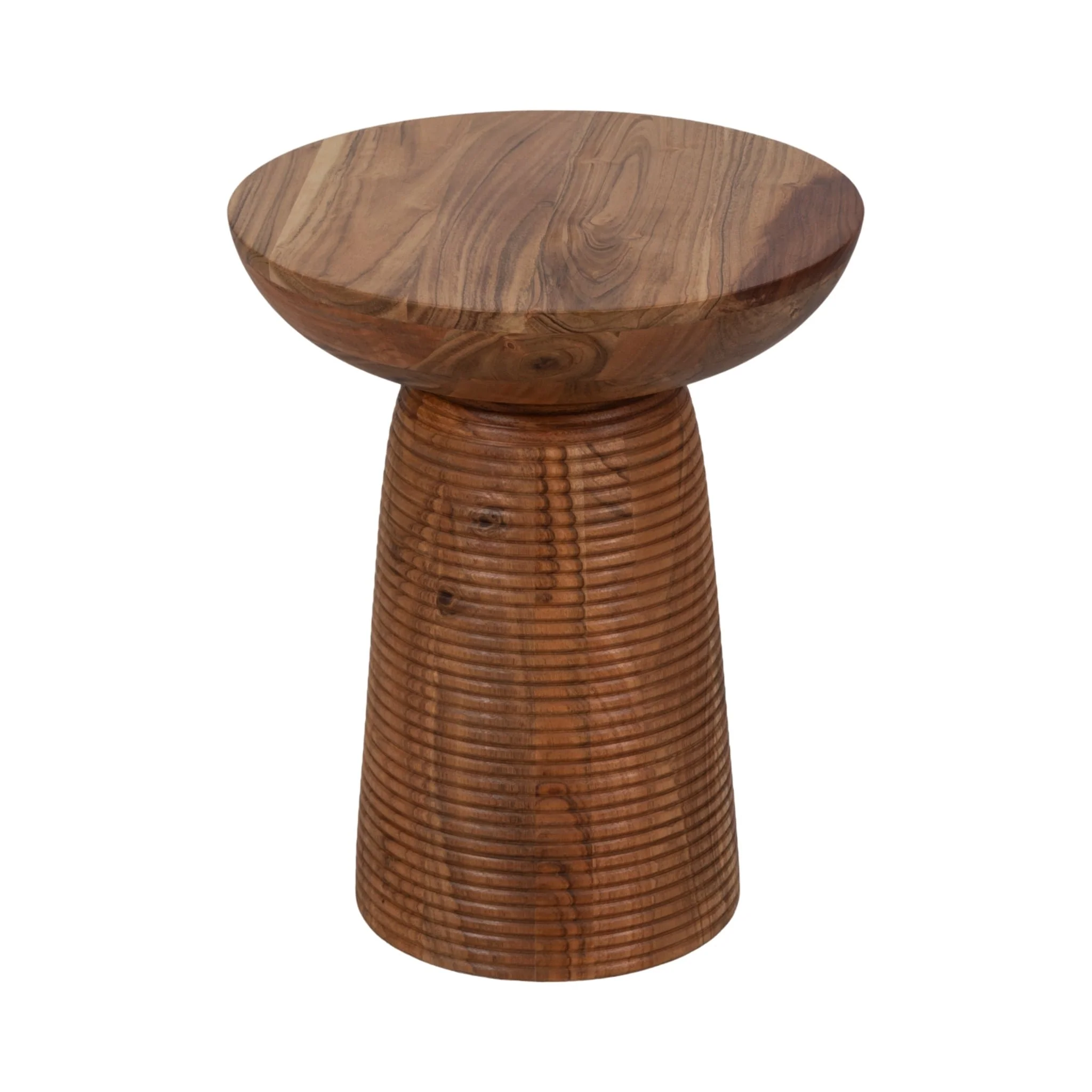 20" Grooved Base Wood Accent Table, Natural - Image 2