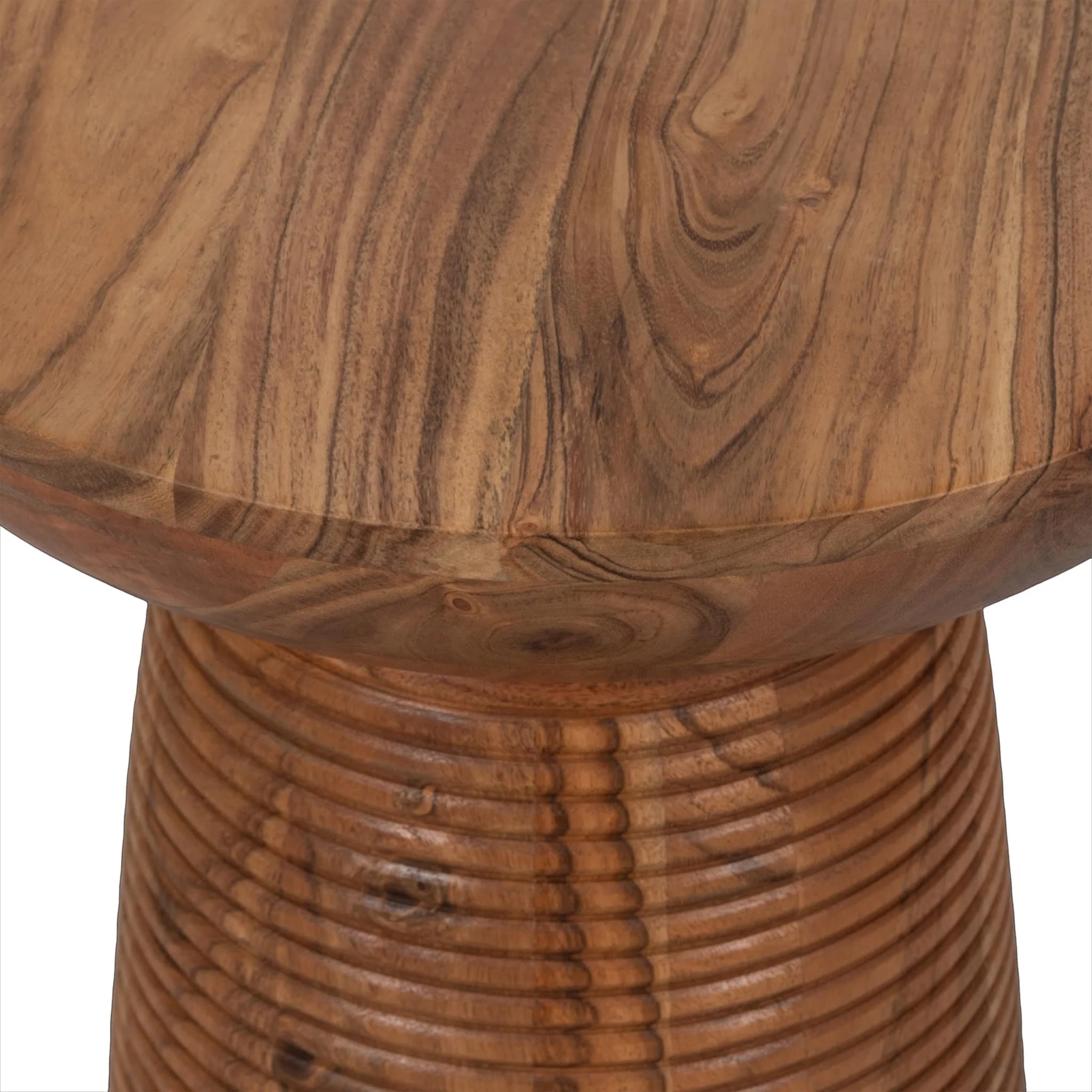 20" Grooved Base Wood Accent Table, Natural - Image 4