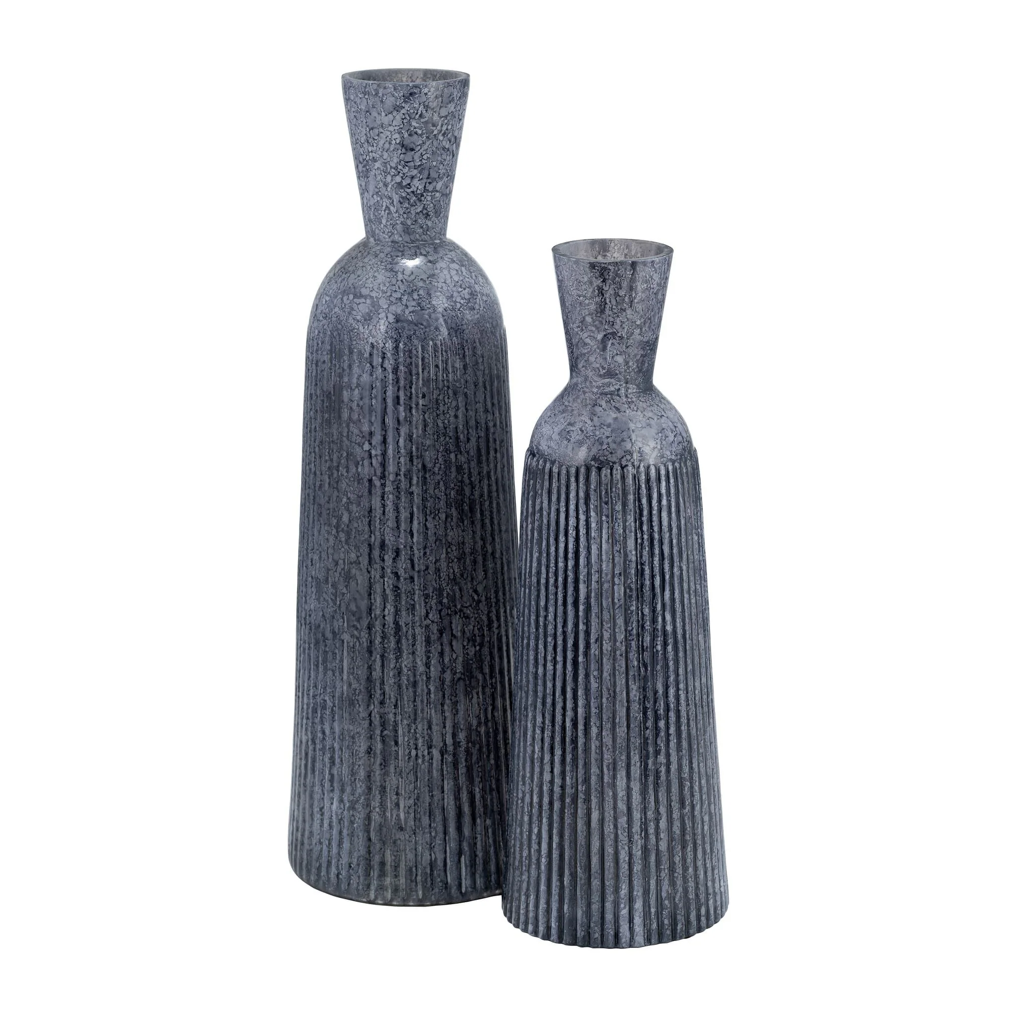 20", Grooved Glass Vase, Blue - Image 7