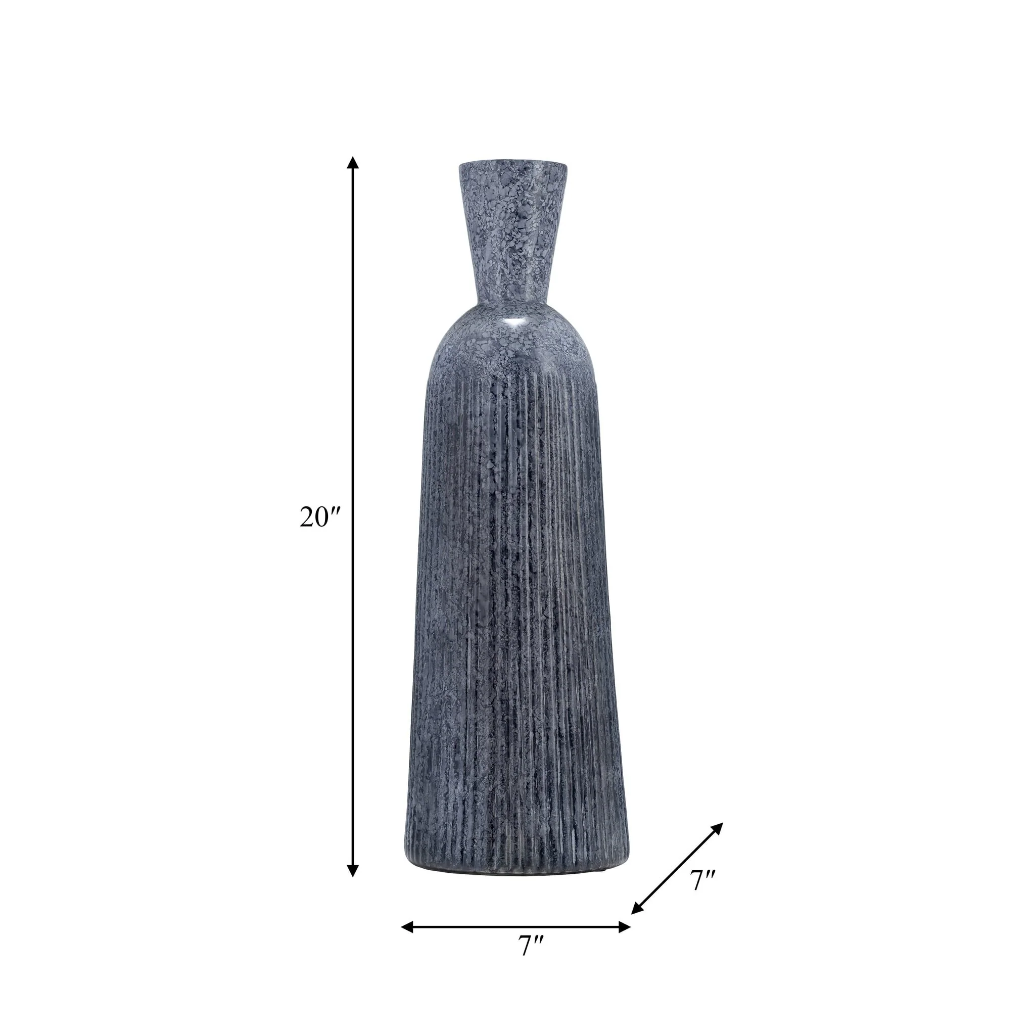 20", Grooved Glass Vase, Blue - Image 8