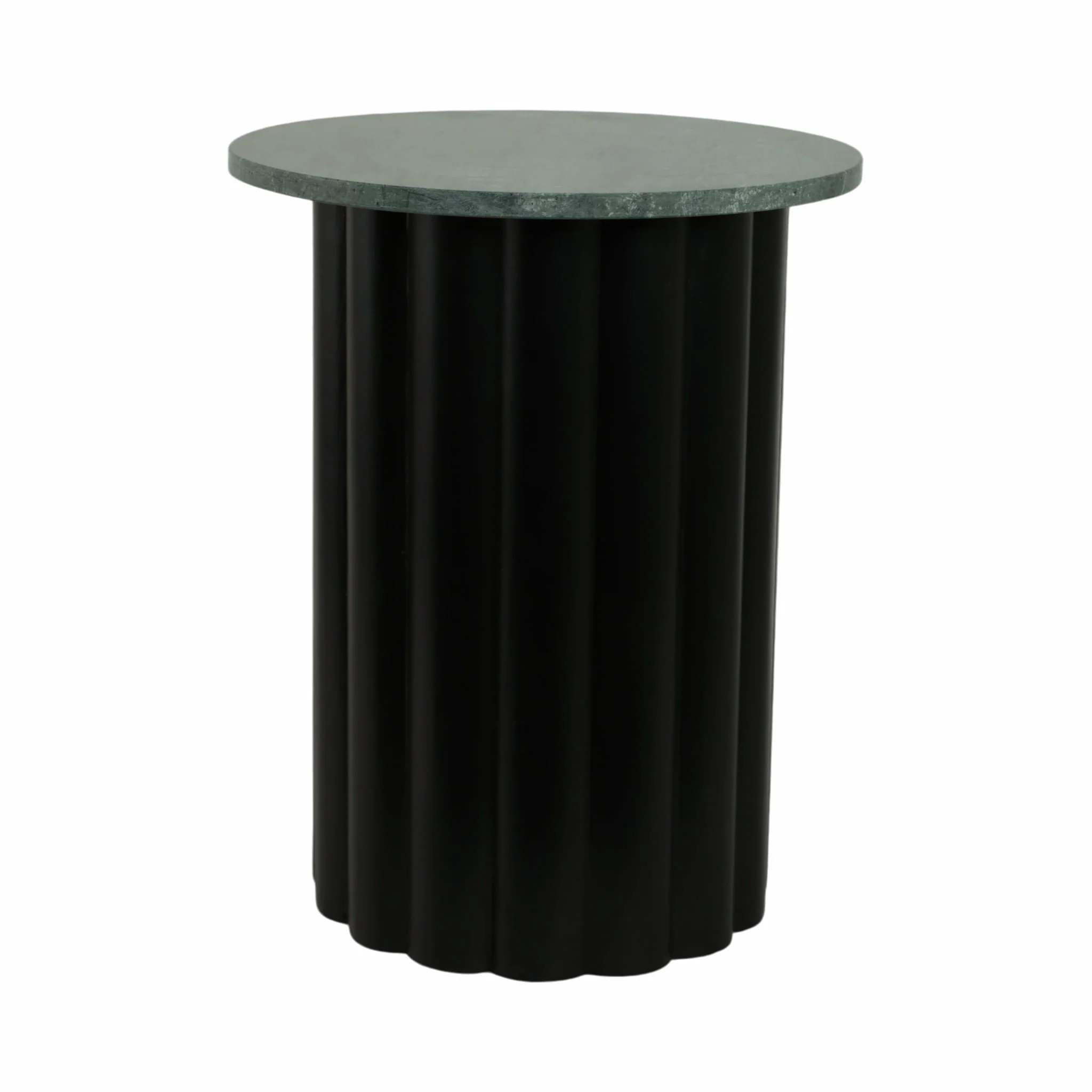 20" Large Ribbed Accent Table Marble Top, Blk/grn - Image 4