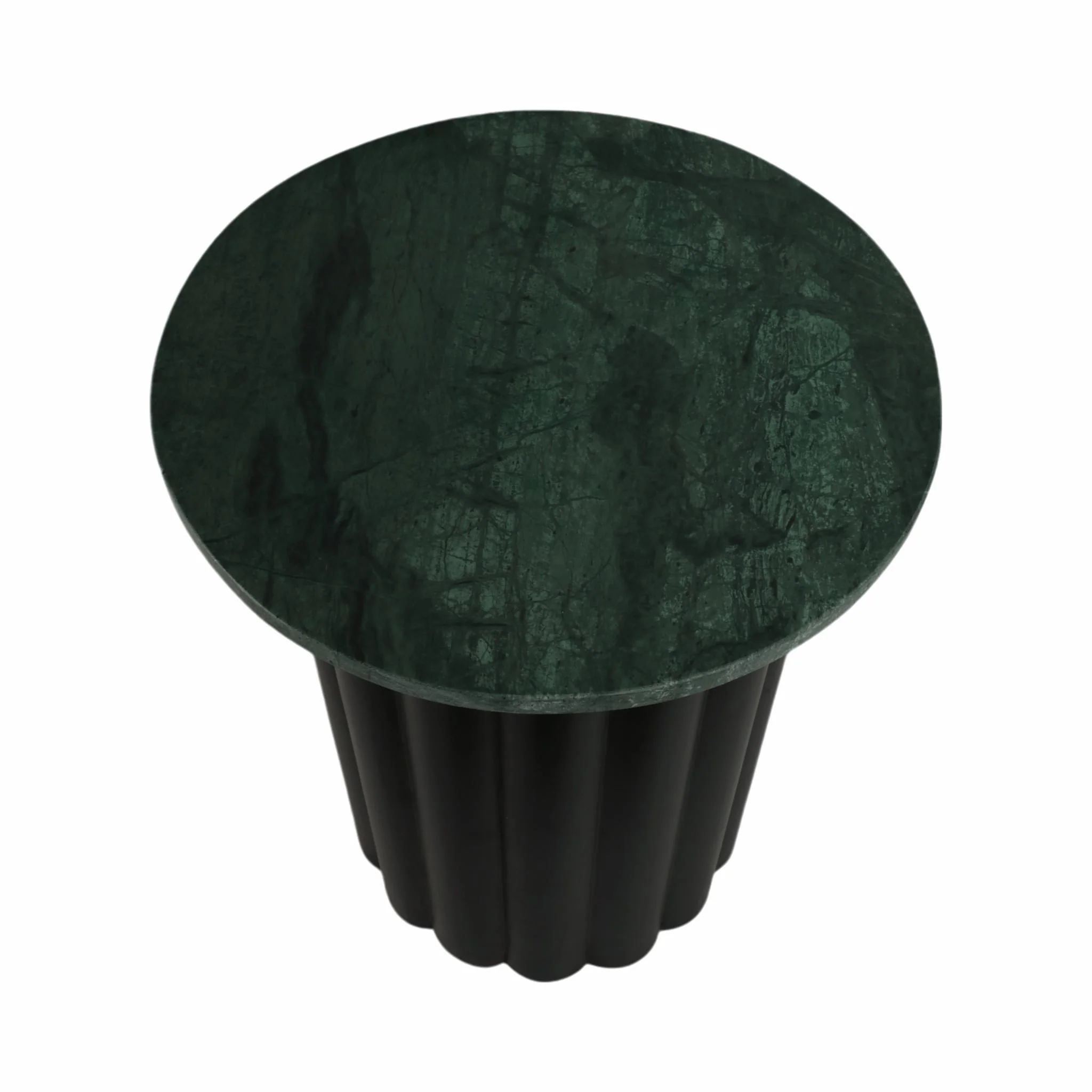 20" Large Ribbed Accent Table Marble Top, Blk/grn - Image 7