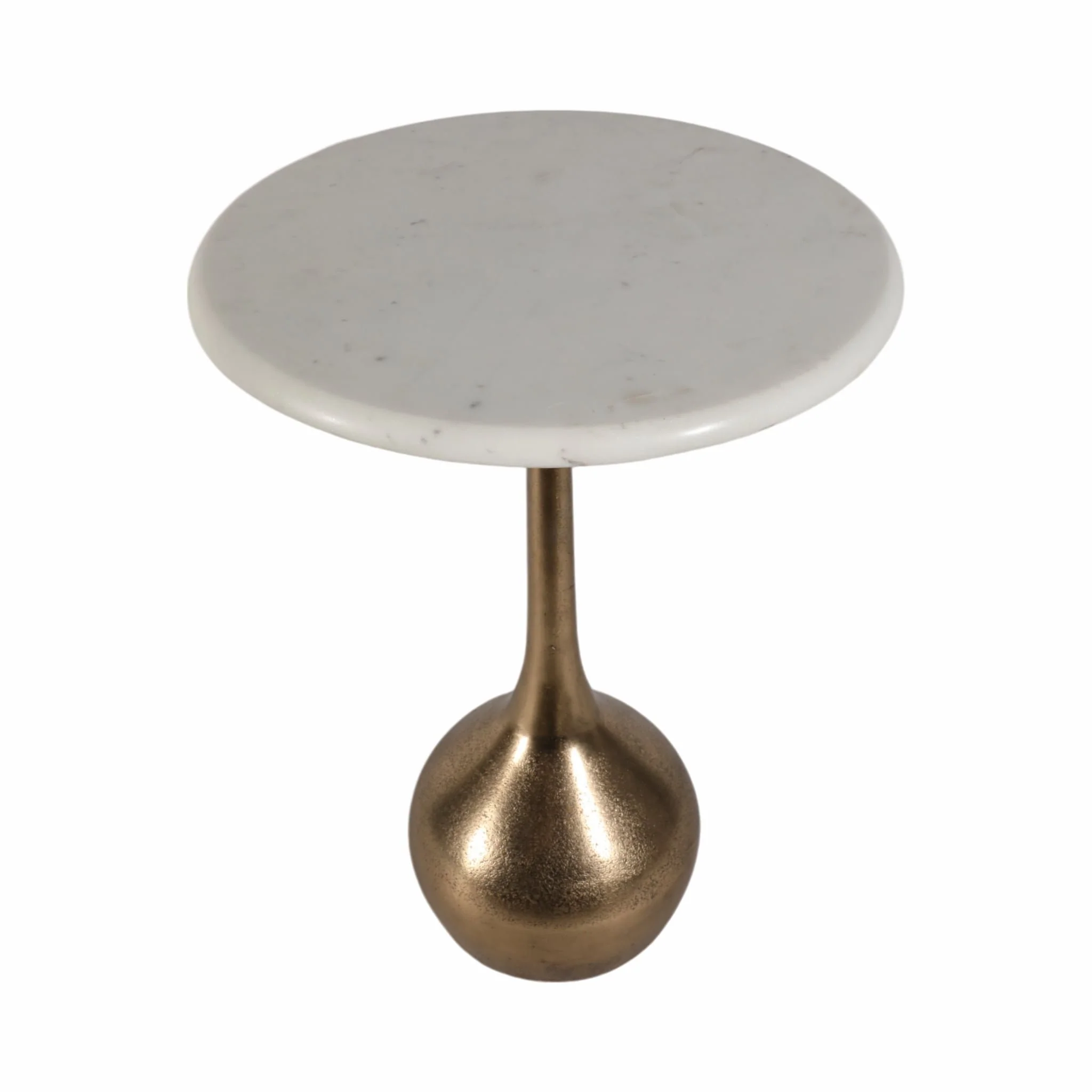 20" Marble Accent Table Ball Base, Wht/atq Brass - Image 3