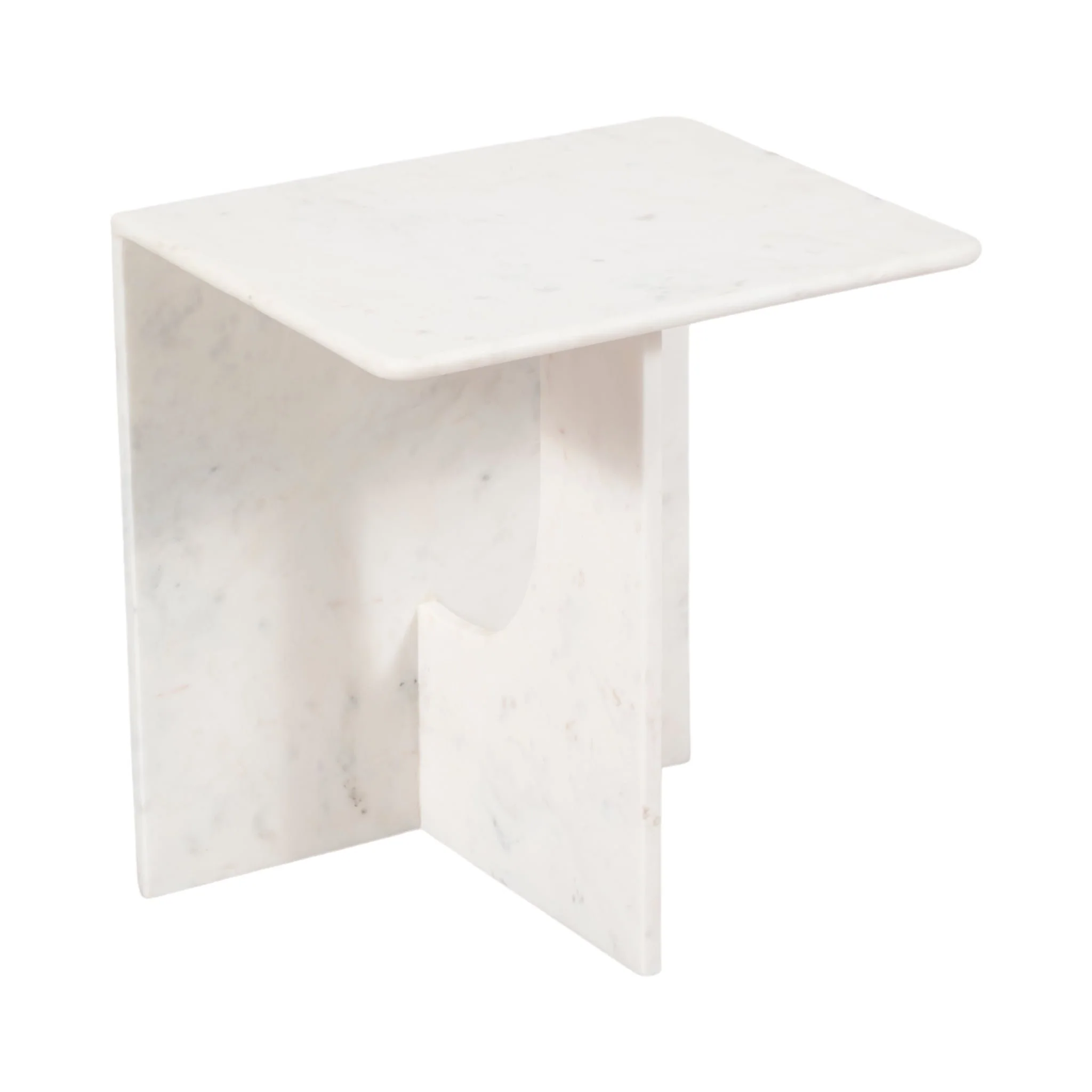 20" Marble Accent Table, White - Image 2