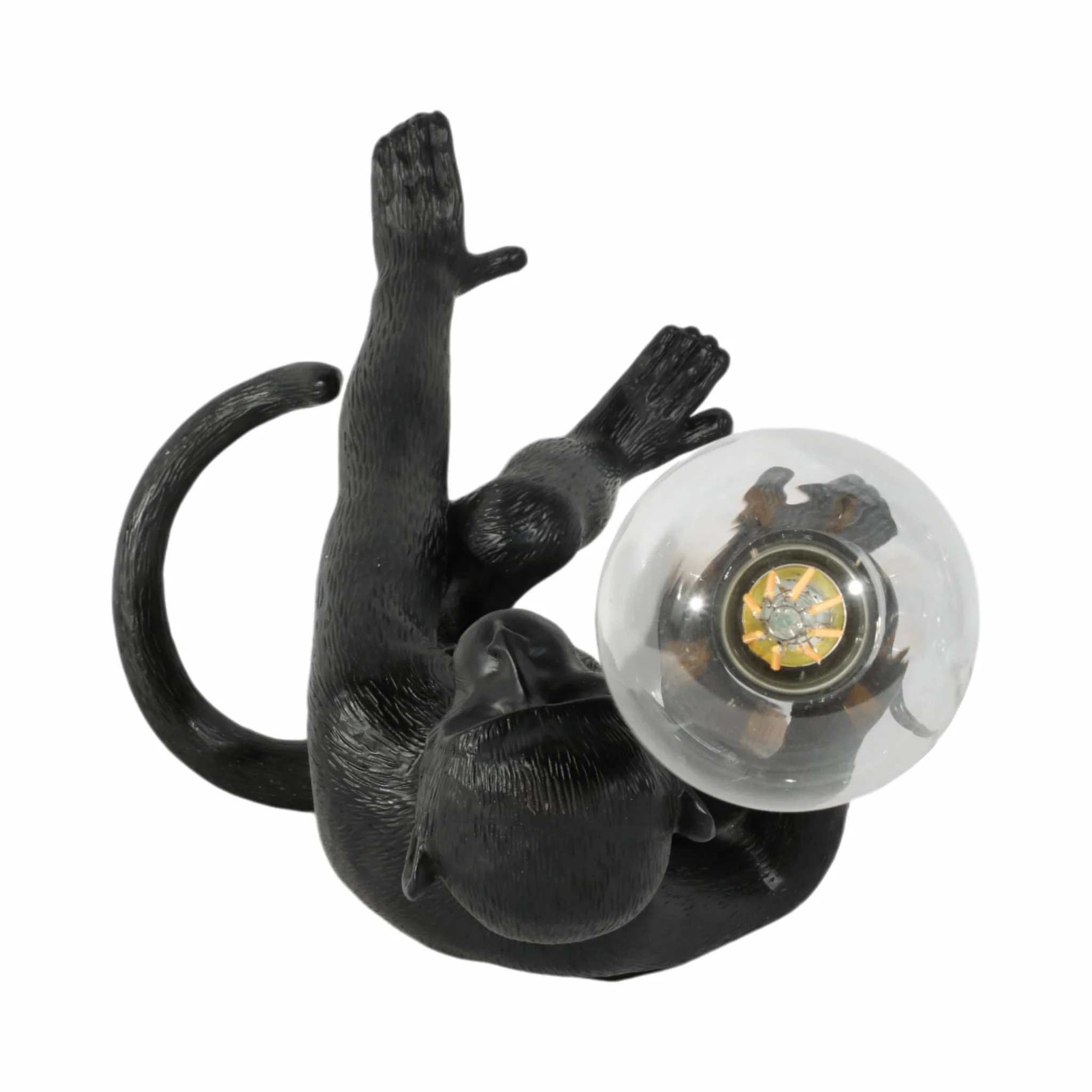 20" Monkey With Lightbulb Table Lamp, Black - Image 6