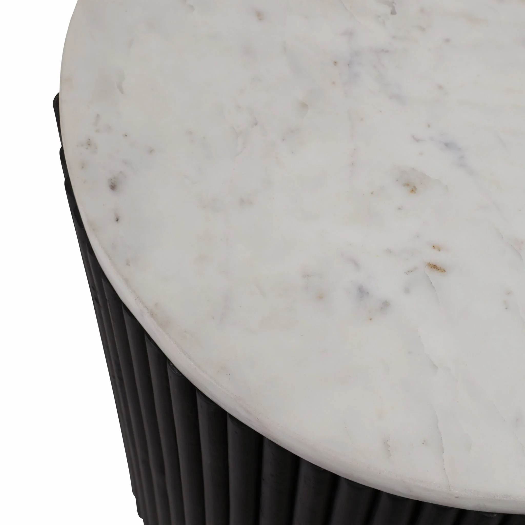 20" Ribbed Pedestal Table Marble Top, White/black - Image 6