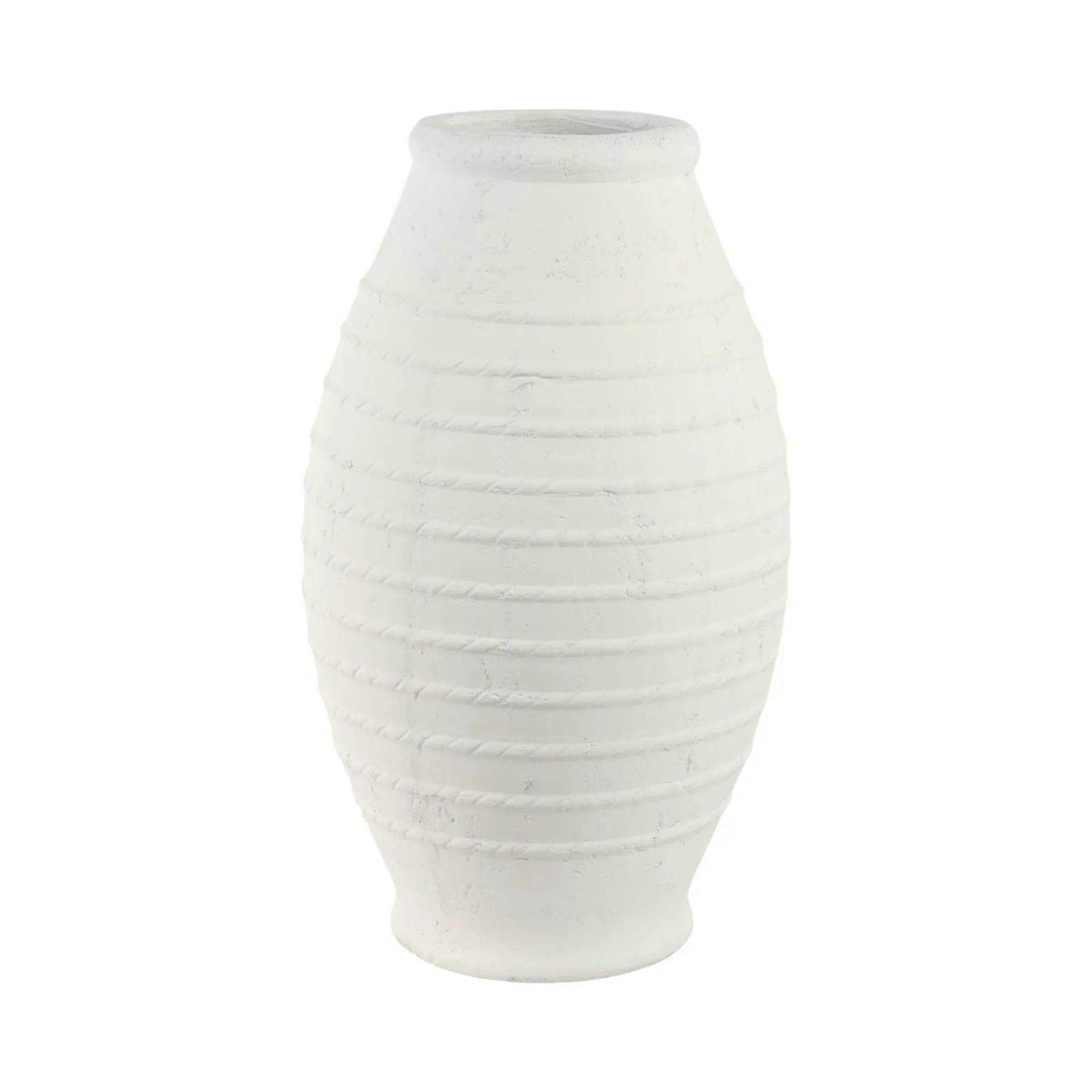 20" Rope Ribbed Vase, White - Image 3