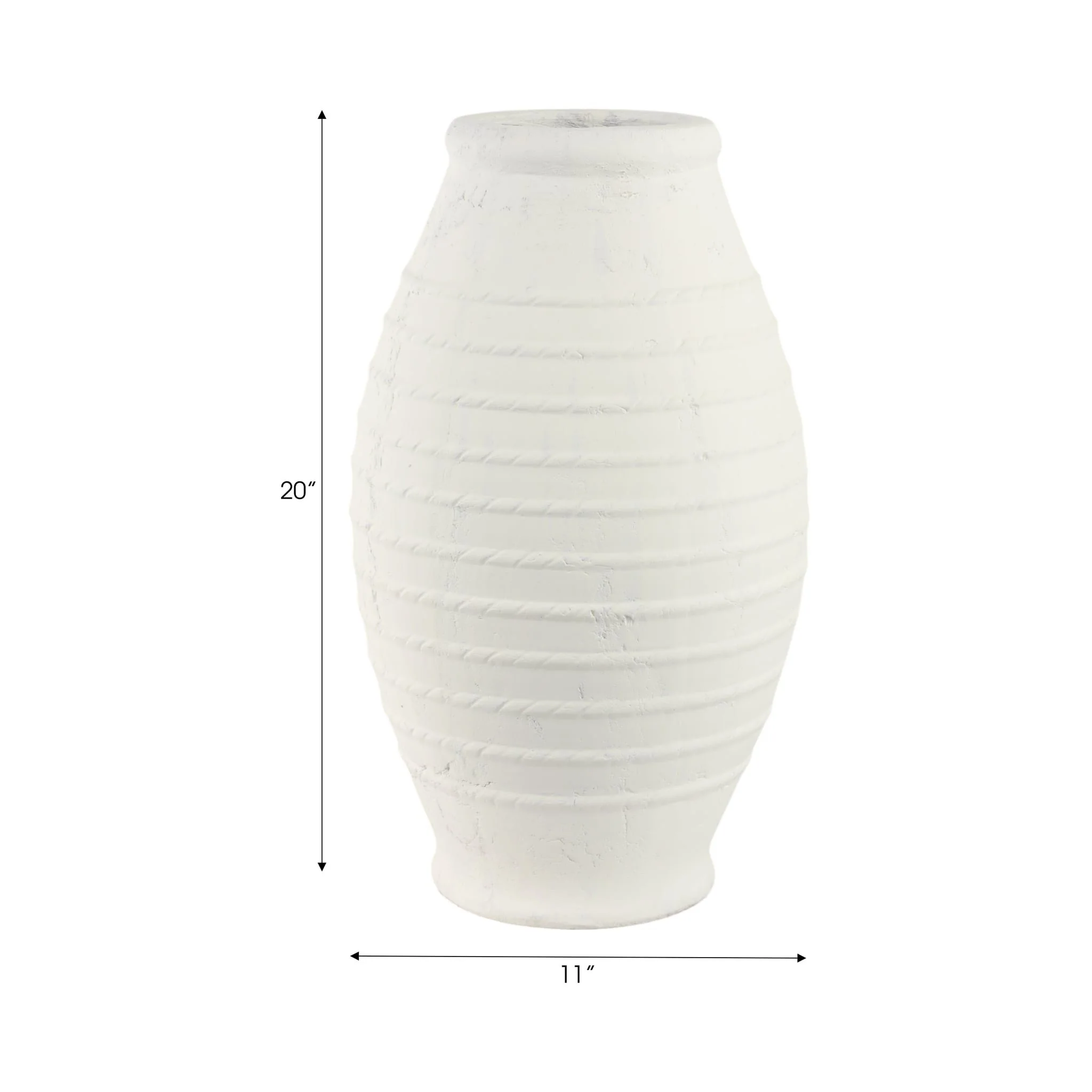 20" Rope Ribbed Vase, White - Image 8