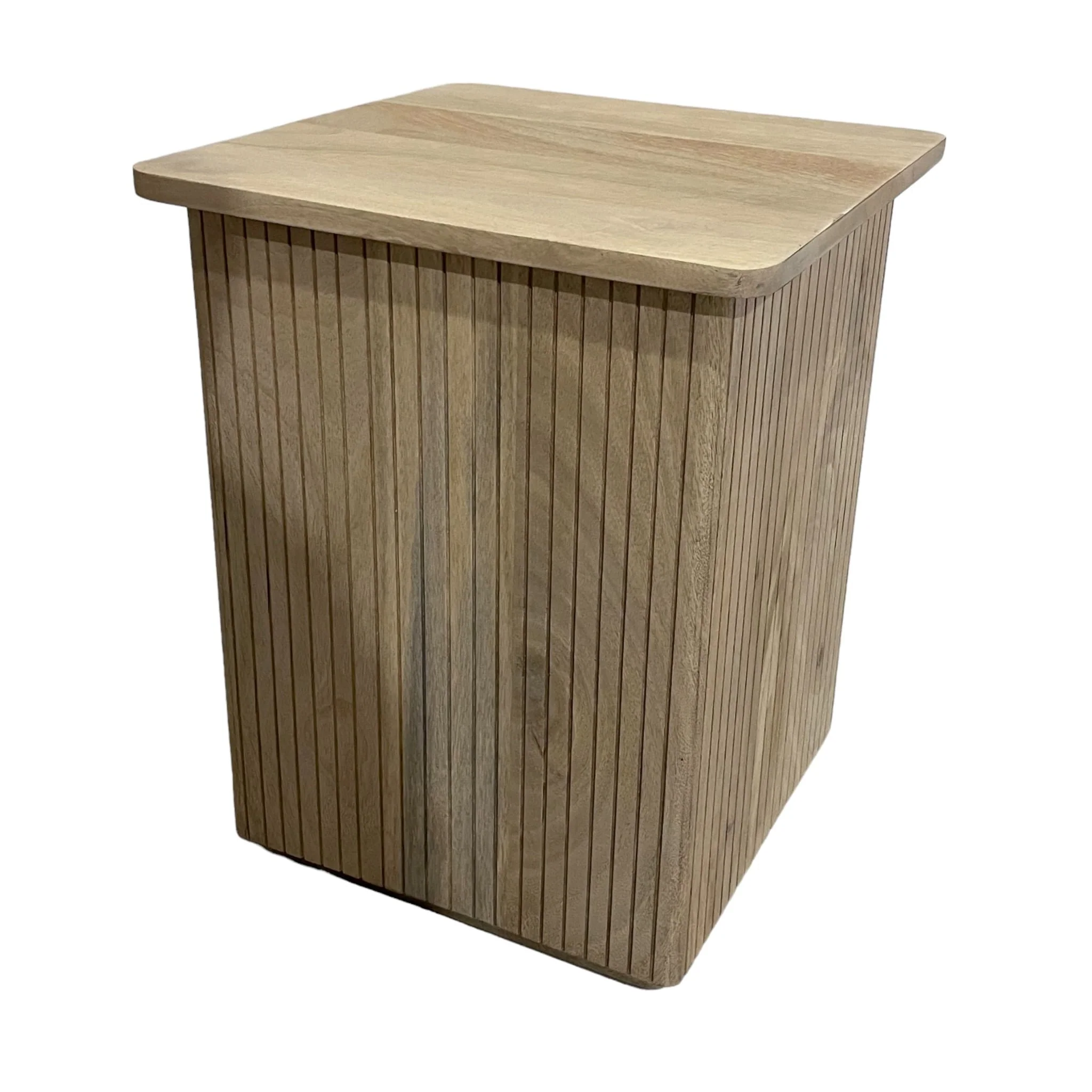 20" Square Ribbed Accent Table, Natural - Image 2
