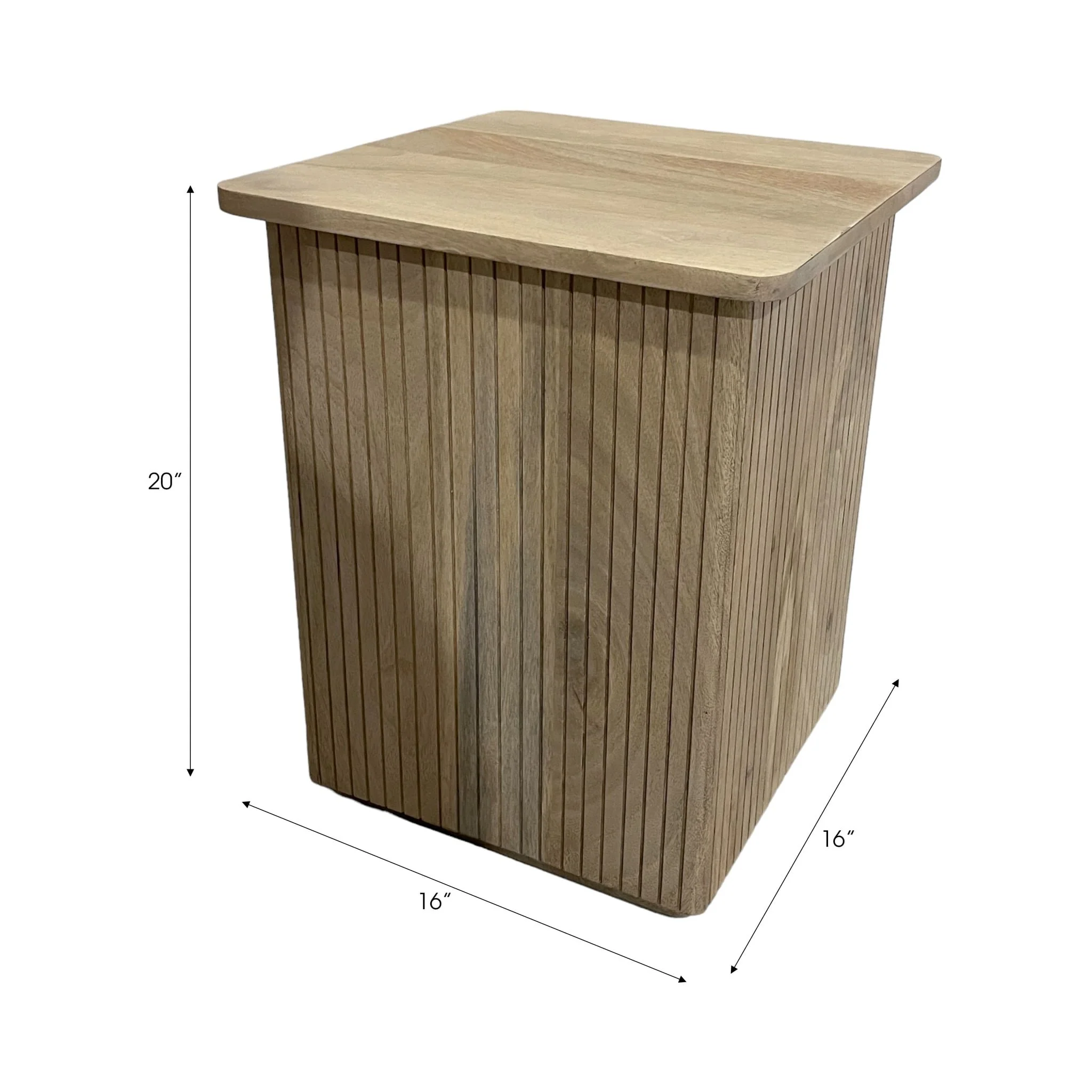 20" Square Ribbed Accent Table, Natural - Image 5