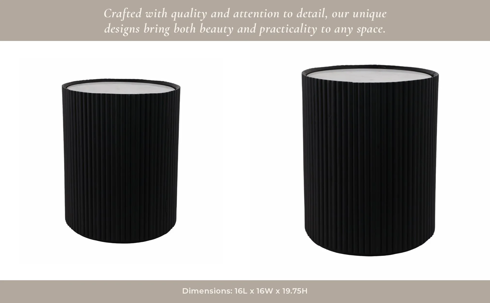 20" Storage Accent Table Marble Top, White/black - Image 12