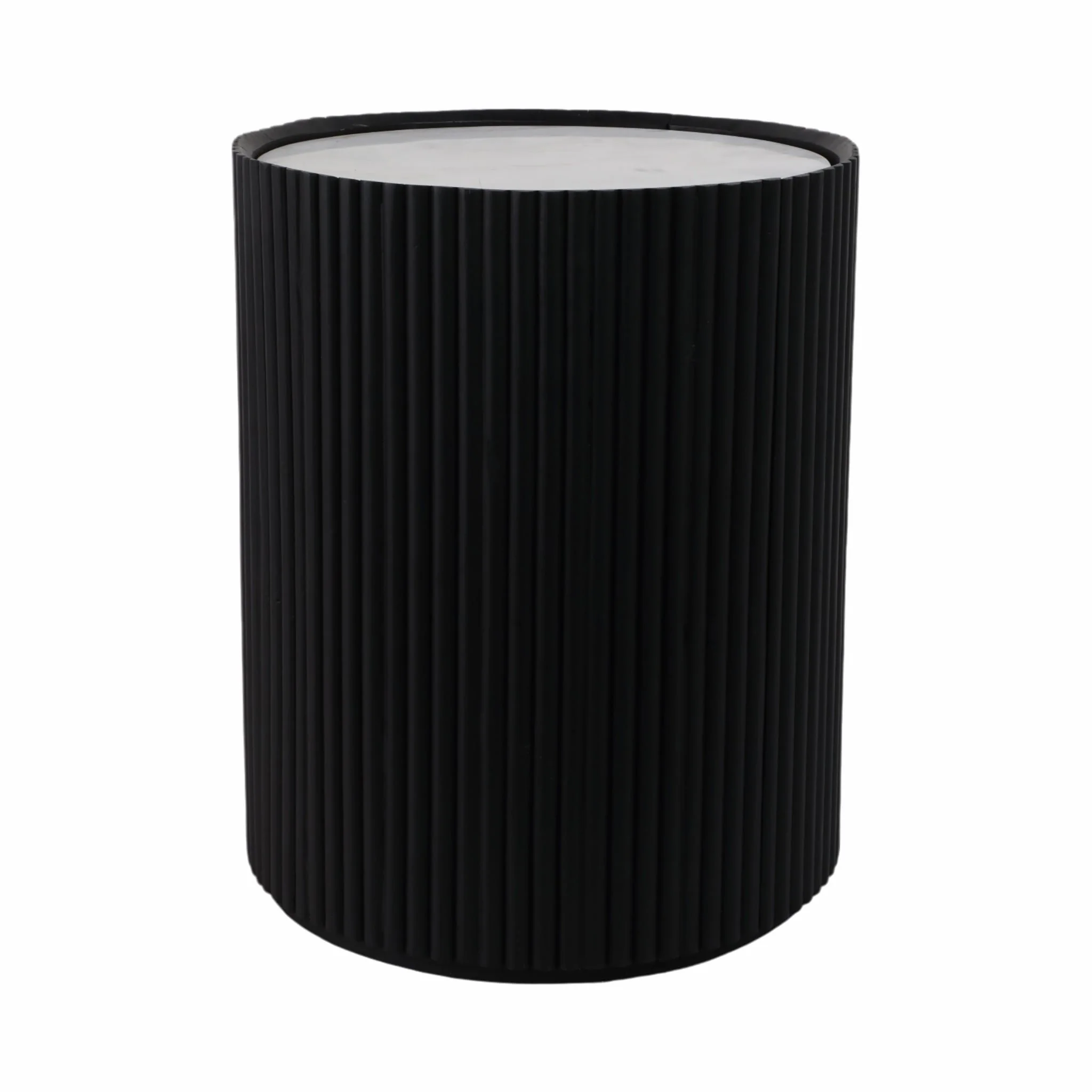 20" Storage Accent Table Marble Top, White/black - Image 3