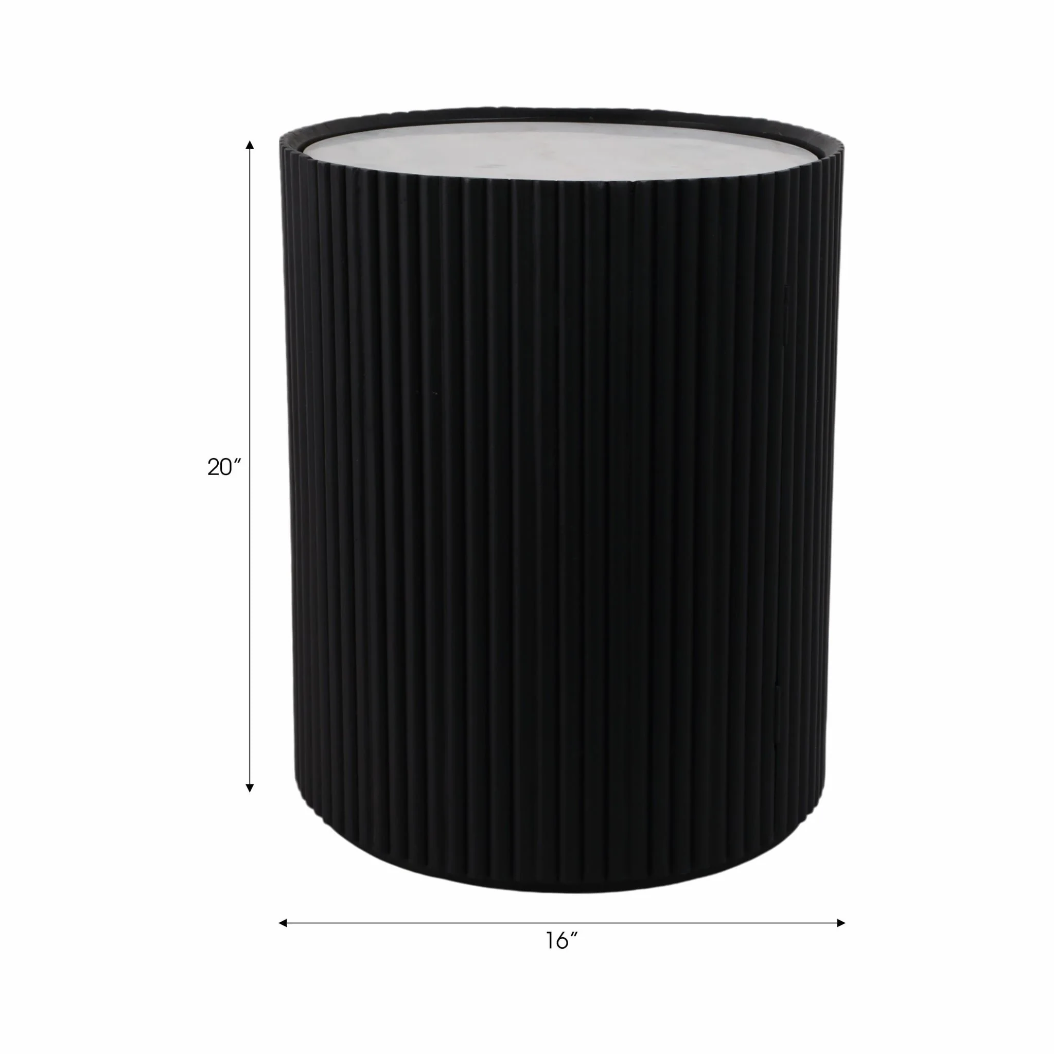 20" Storage Accent Table Marble Top, White/black - Image 9