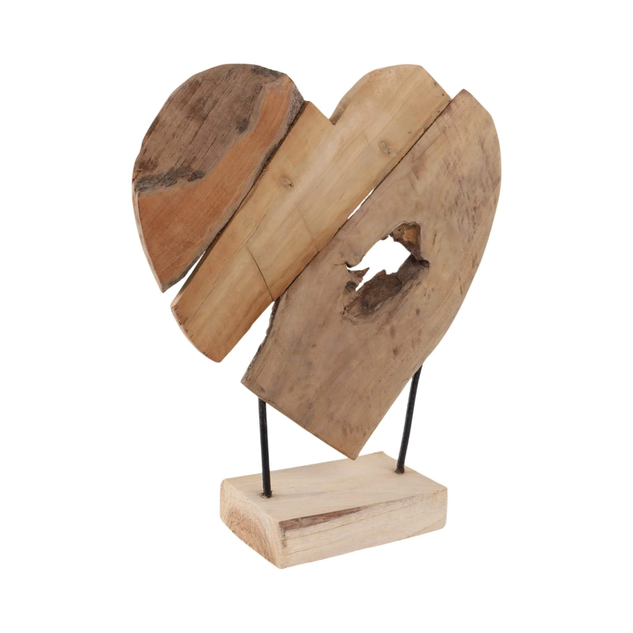 20" Teak Root Heart On Stand, Natural - Image 2