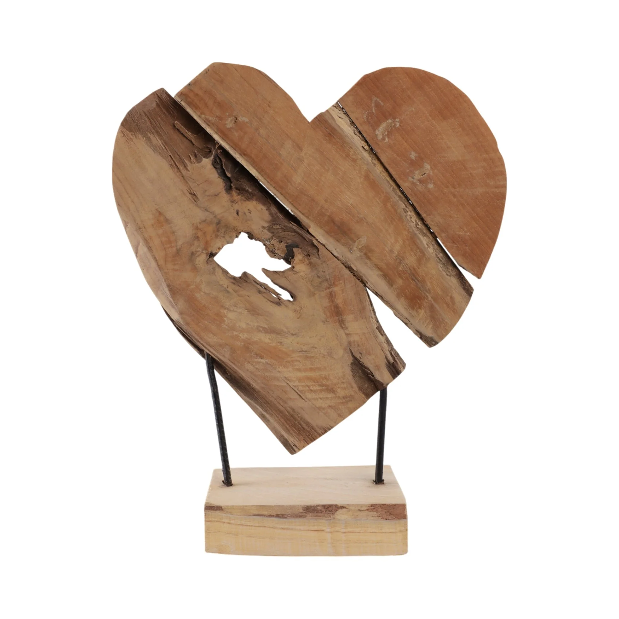 20" Teak Root Heart On Stand, Natural - Image 4