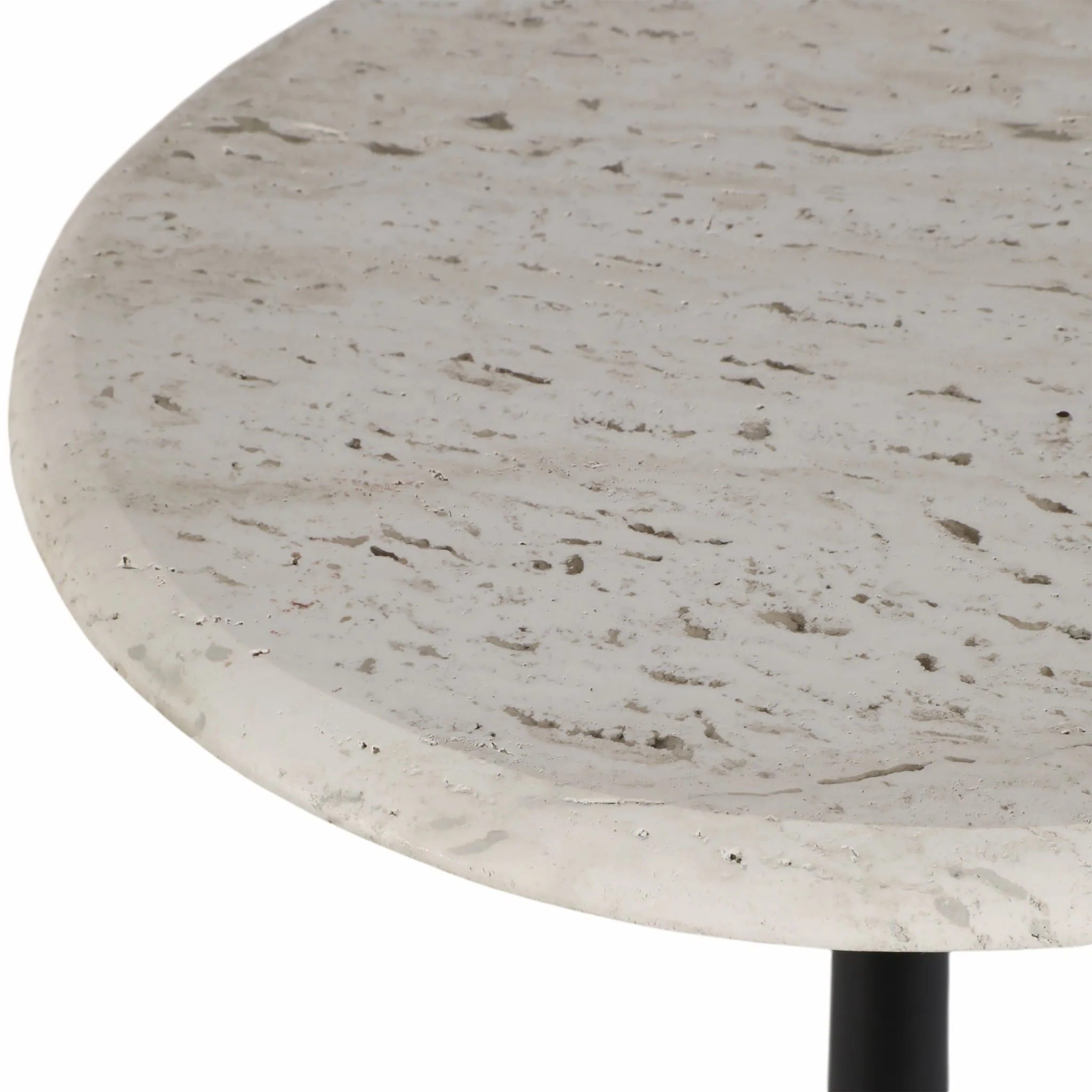 20" Travertine Accent Table Ball Base, Wht/blk - Image 4