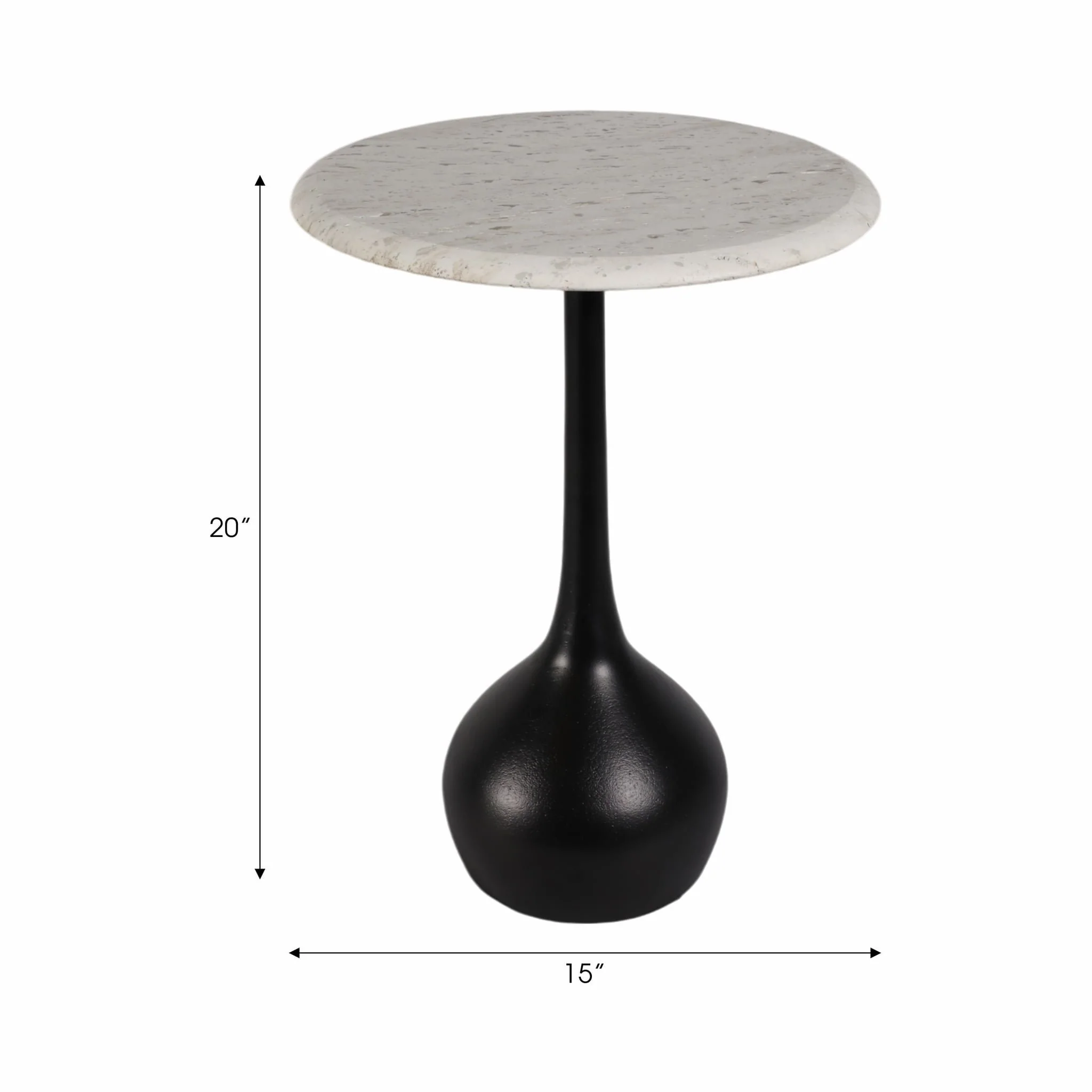 20" Travertine Accent Table Ball Base, Wht/blk - Image 6