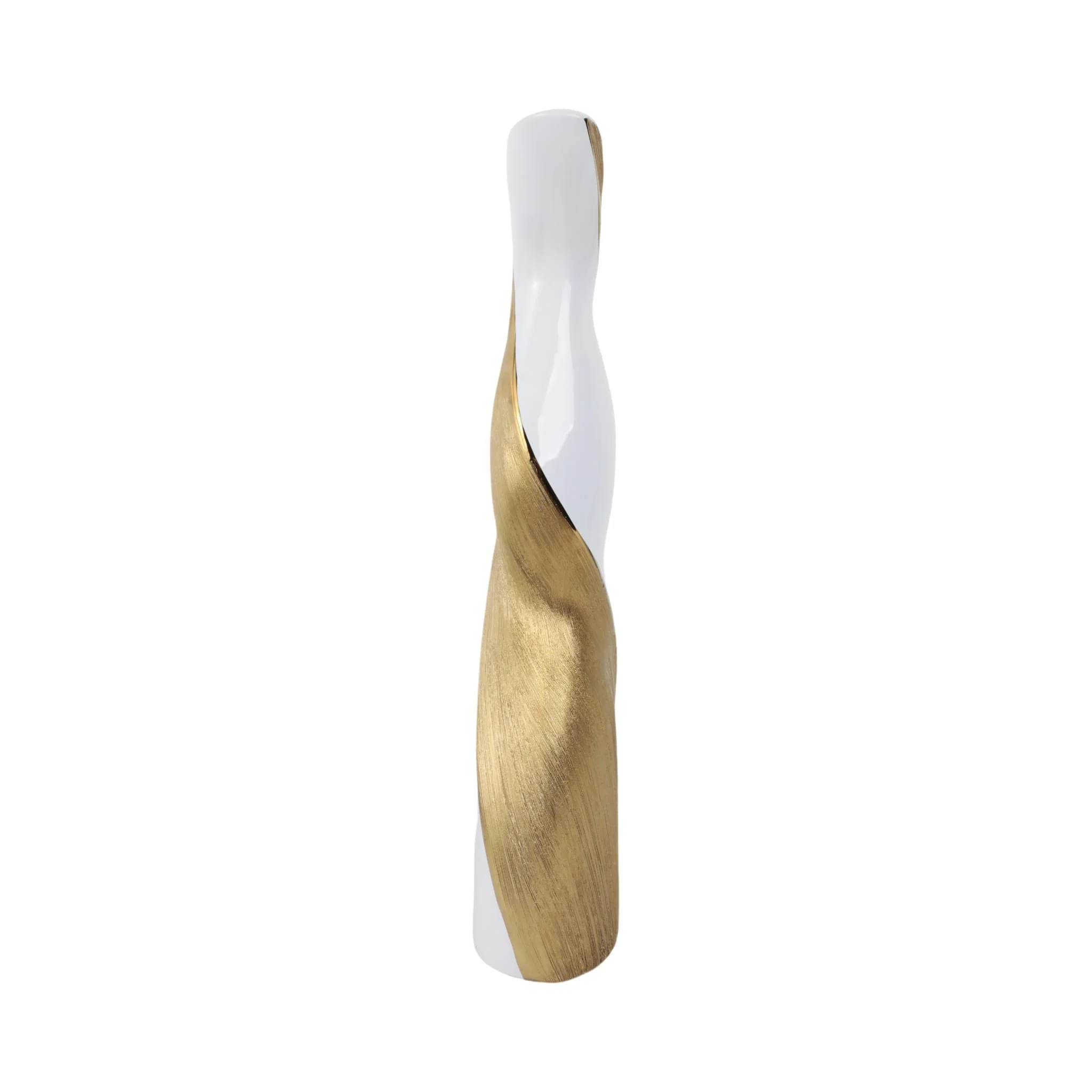 20" Twisted Vase, White/gold - Image 3