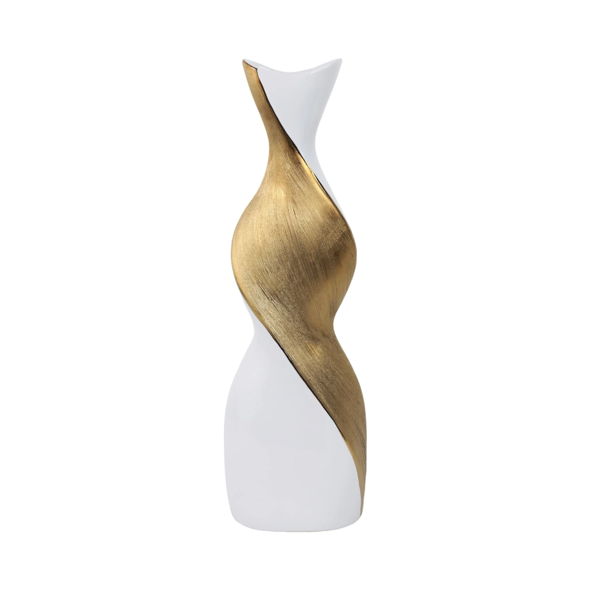 20" Twisted Vase, White/gold - Image 4