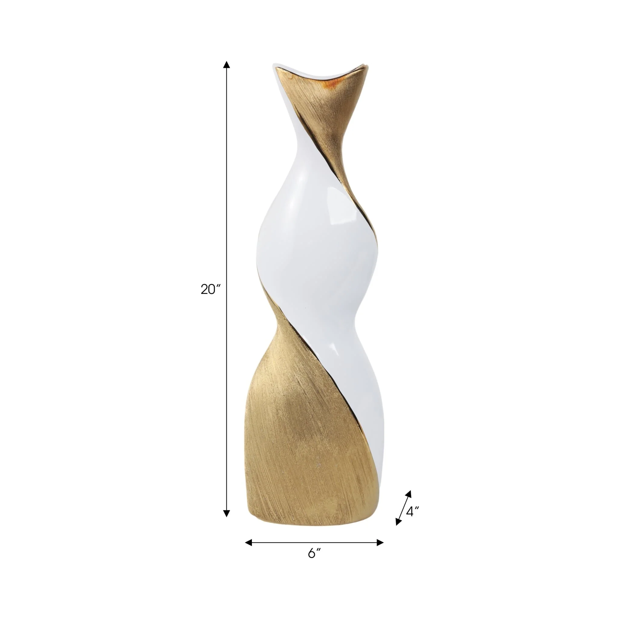 20" Twisted Vase, White/gold - Image 8