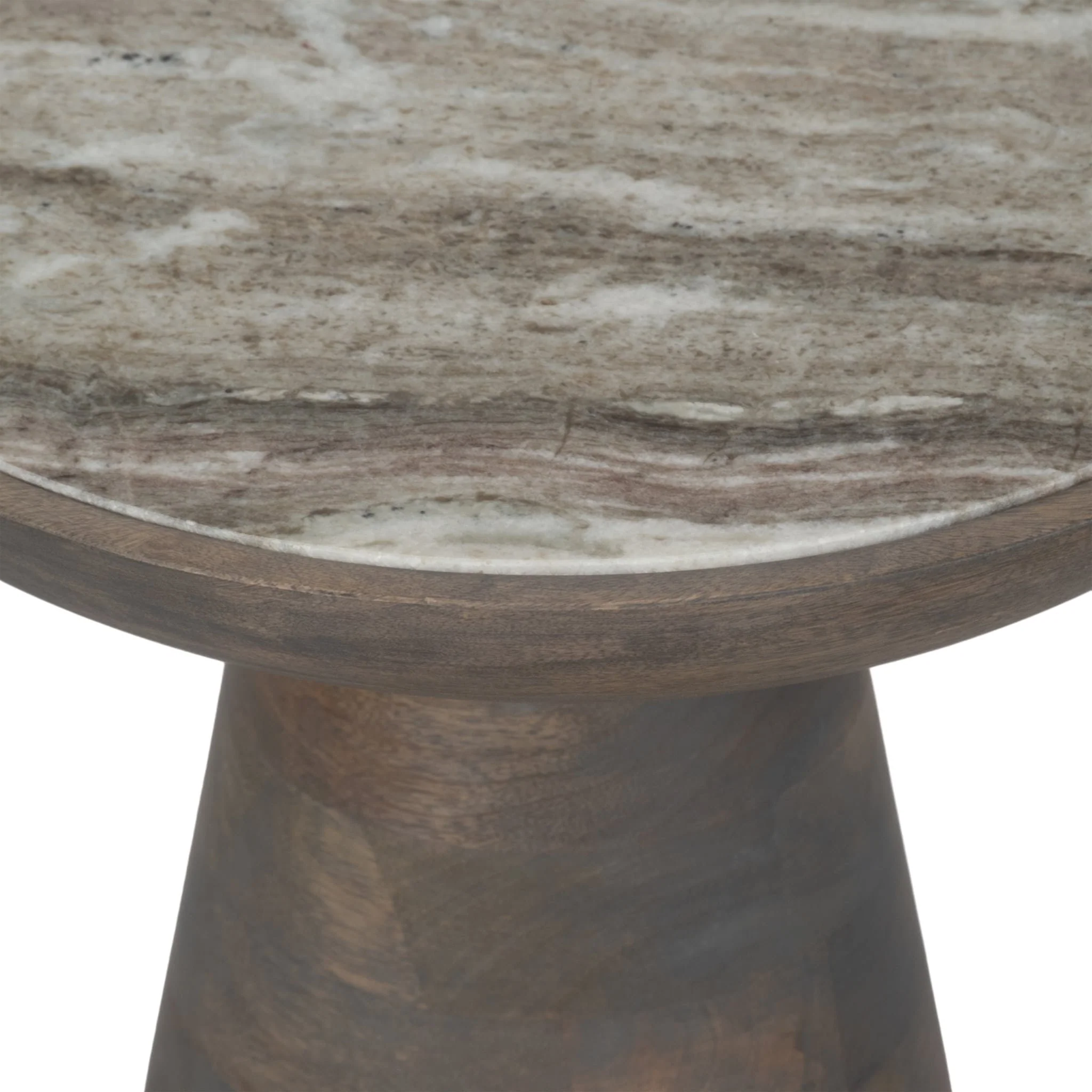20" Wood Accent Table Baslana Marble Top, Blk - Image 4