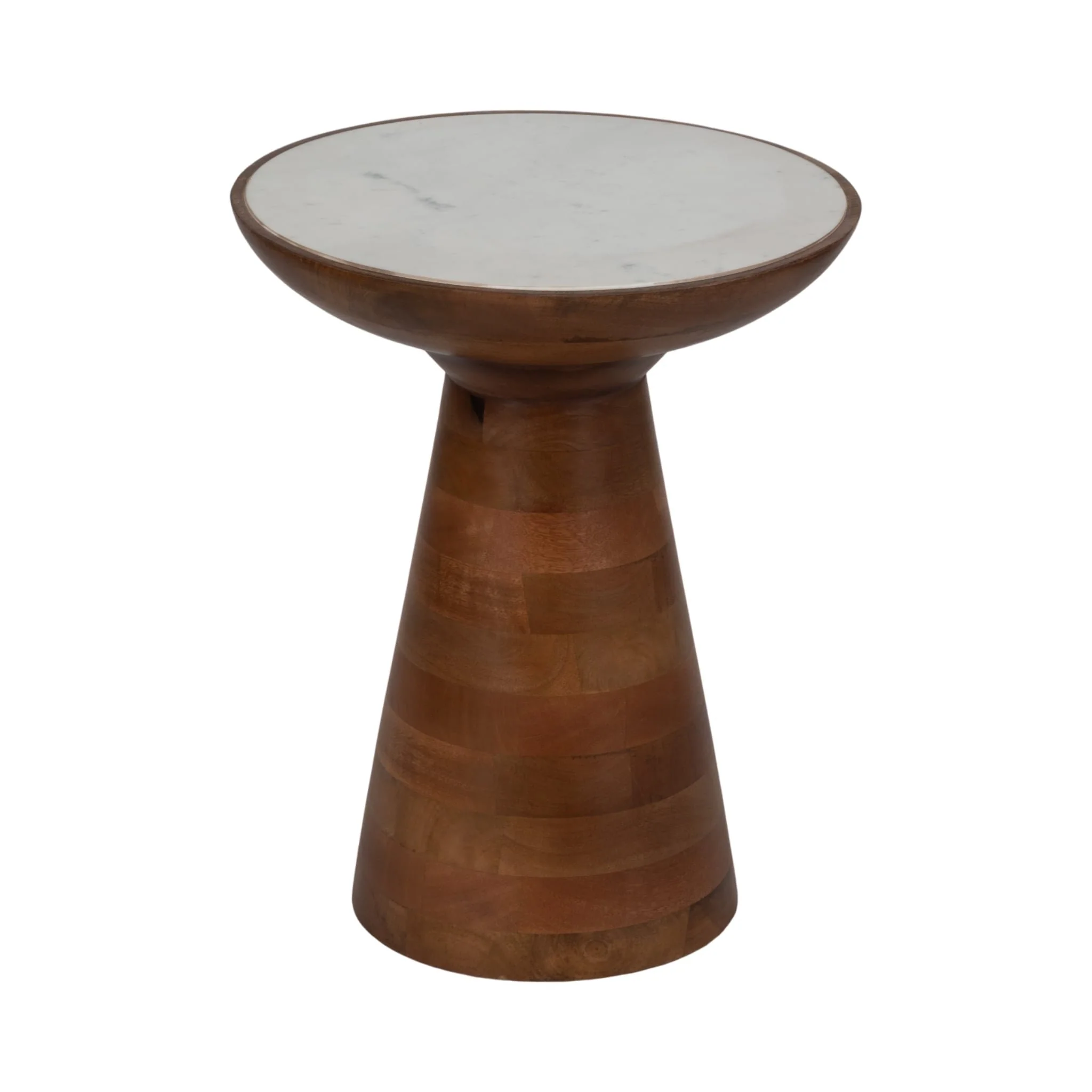 20" Wood Accent Table Marble Top, Natural/white - Image 2