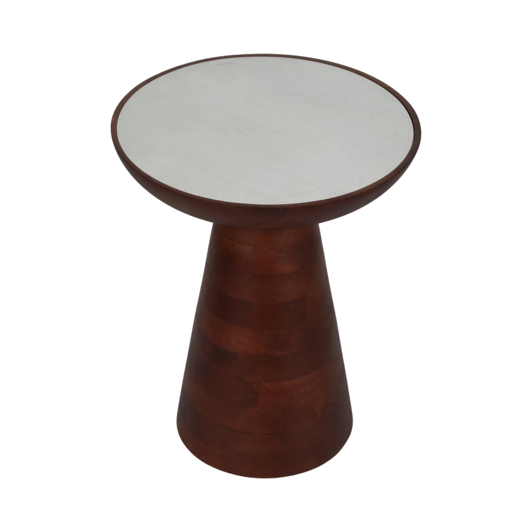 20" Wood Accent Table Marble Top, Walnut/white - Image 3