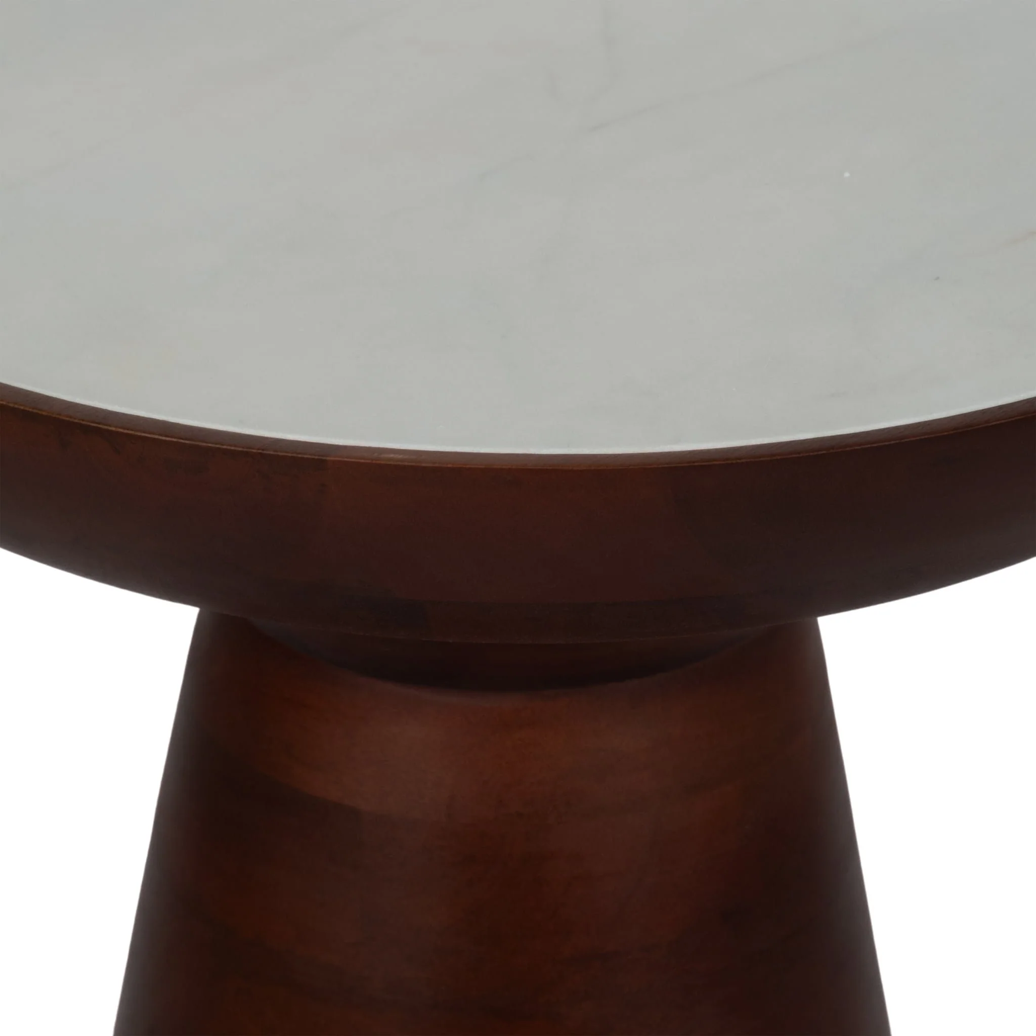 20" Wood Accent Table Marble Top, Walnut/white - Image 4