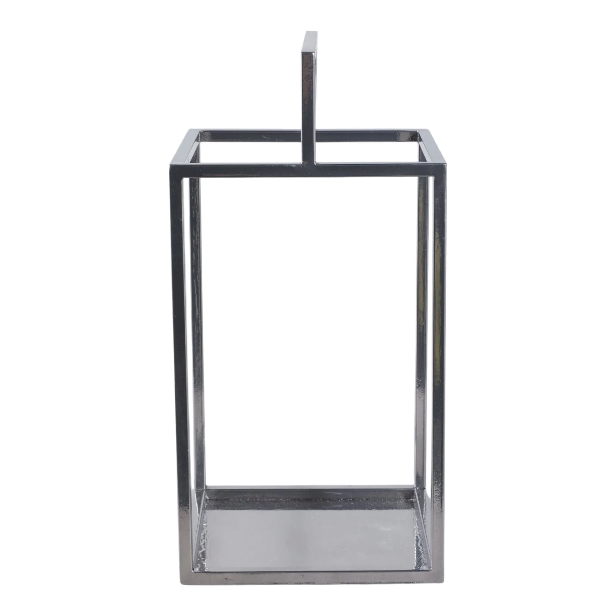 20x10" Squared Lantern With Handle, Silver - Image 3