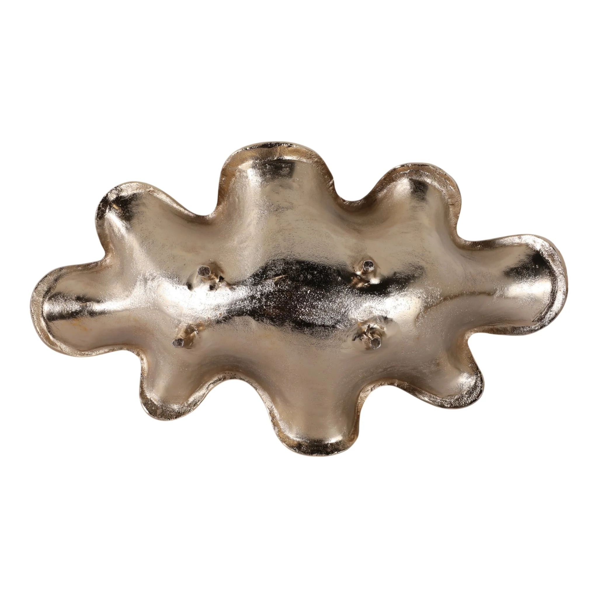20x12" Curvy Metal Bowl, Tan/gold - Image 7